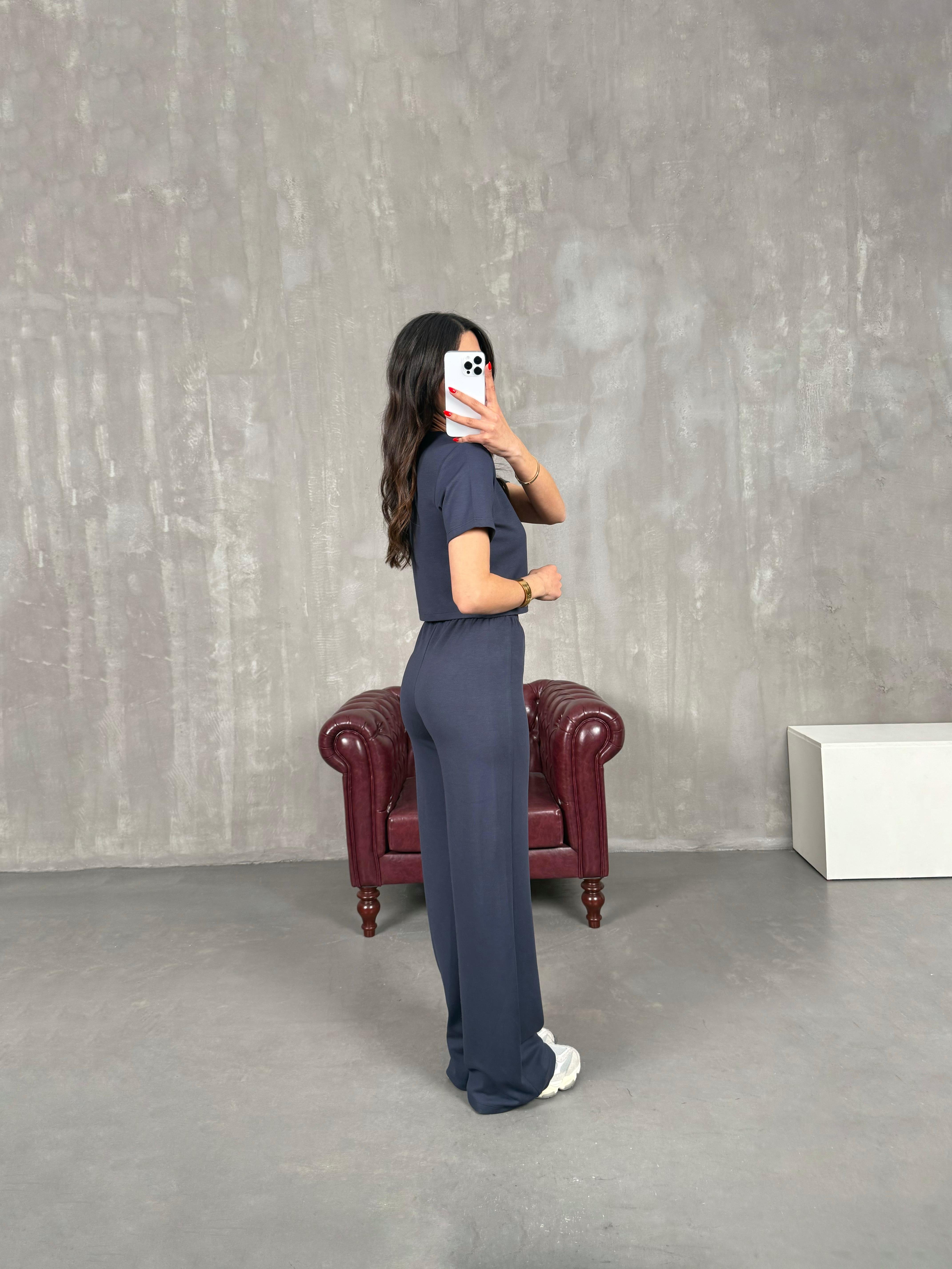 Antrasit Bisiklet Yaka Modal Kumaş Basic Takım Gaus00170GausTAKIMGU1001396