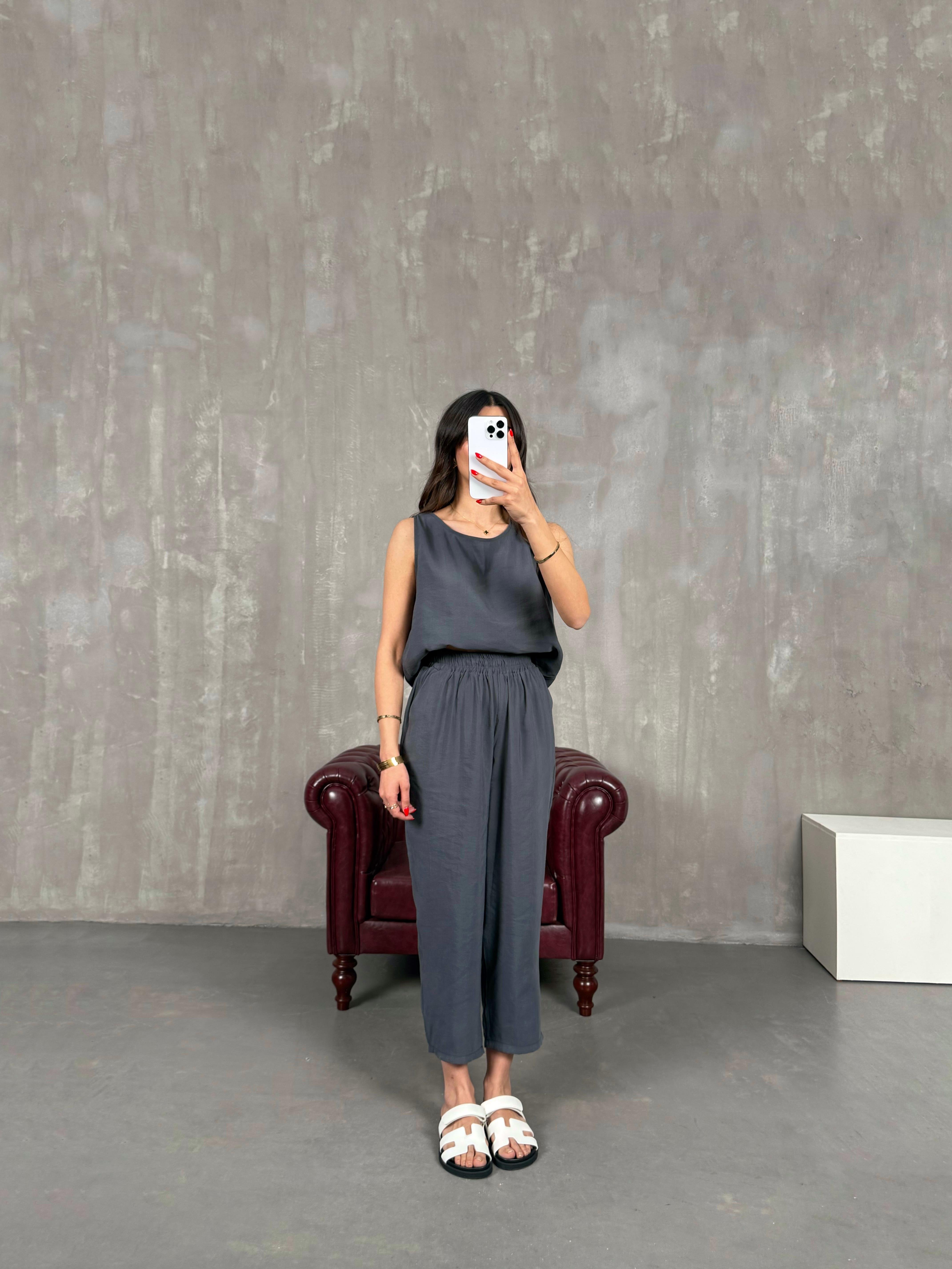 Antrasit Sıfır Kol Tensel Takım Gaus00165GausTAKIMGU1001383