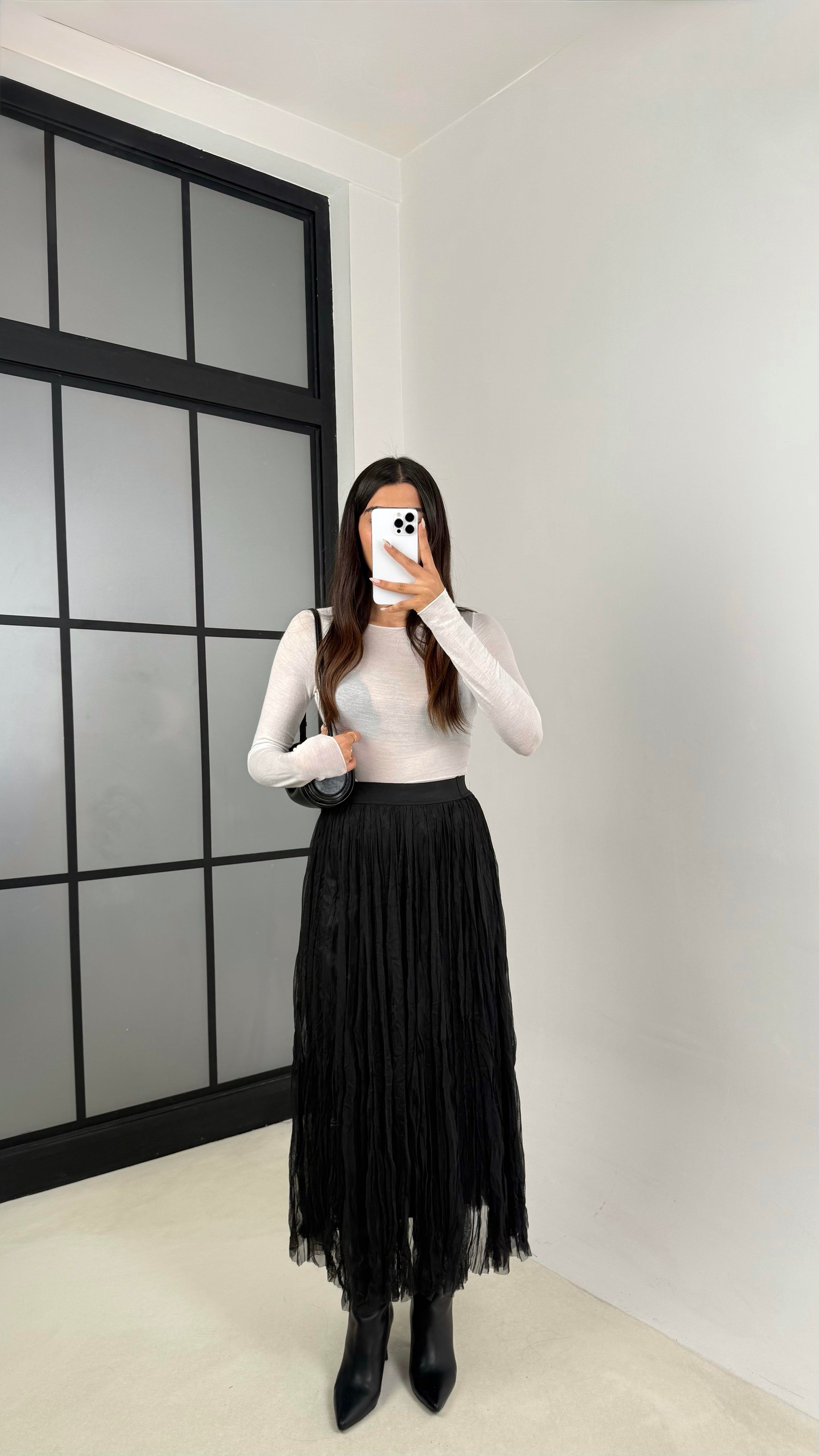 Siyah Beli Lastikli Astarlı Tül Etek GAUS-0099GAUSETEKGAUS-0099