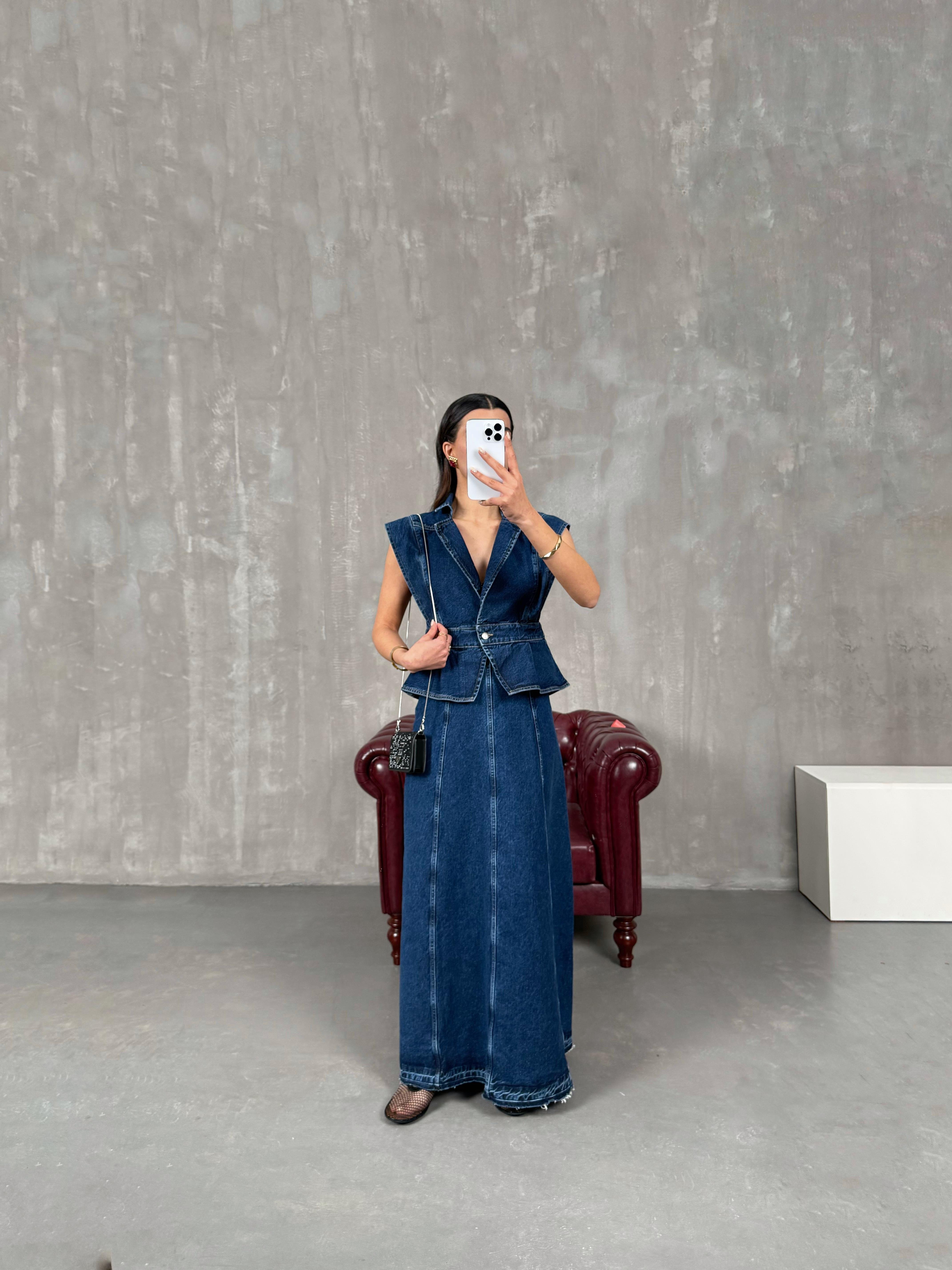 Novat Lacivert Uzun Denim EtekGausETEKGU100690