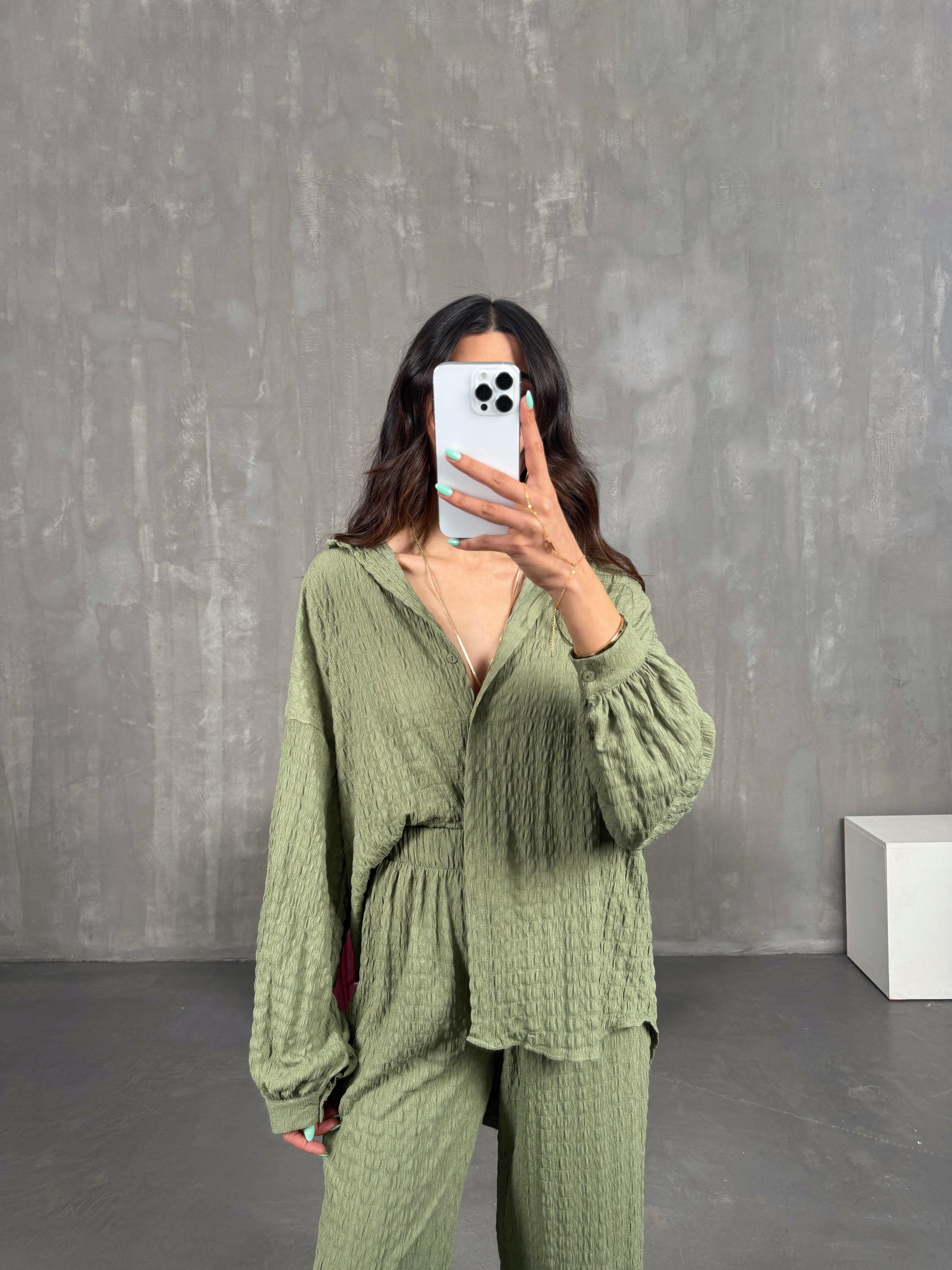 Haki Gömlek Pantolon Bürümcük Takım Gaus00232GausTAKIMGU1001533