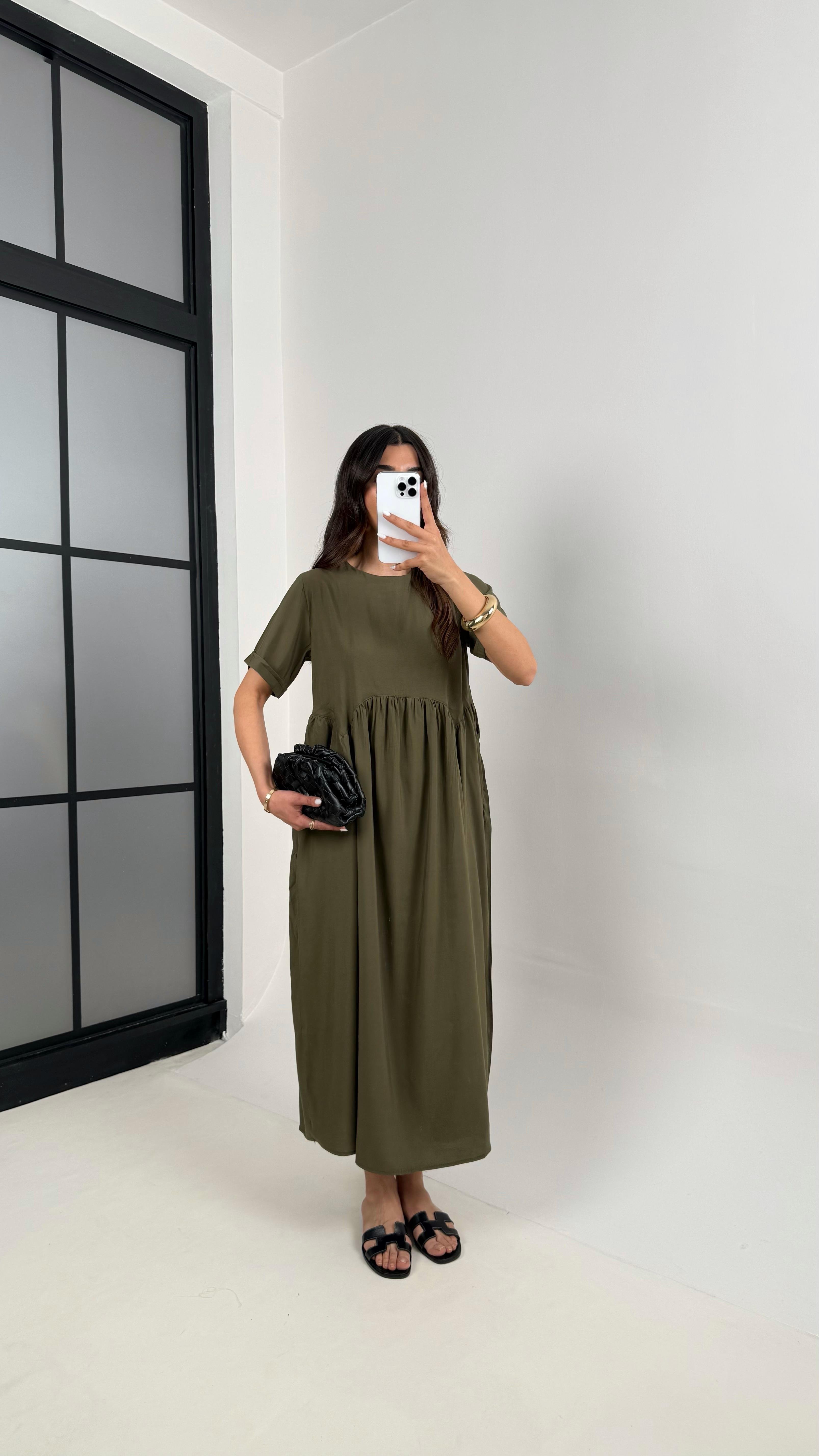 Haki Altı Balon Etek Tencel Pinterest Elbise Gaus00388GausDressesGU1001905