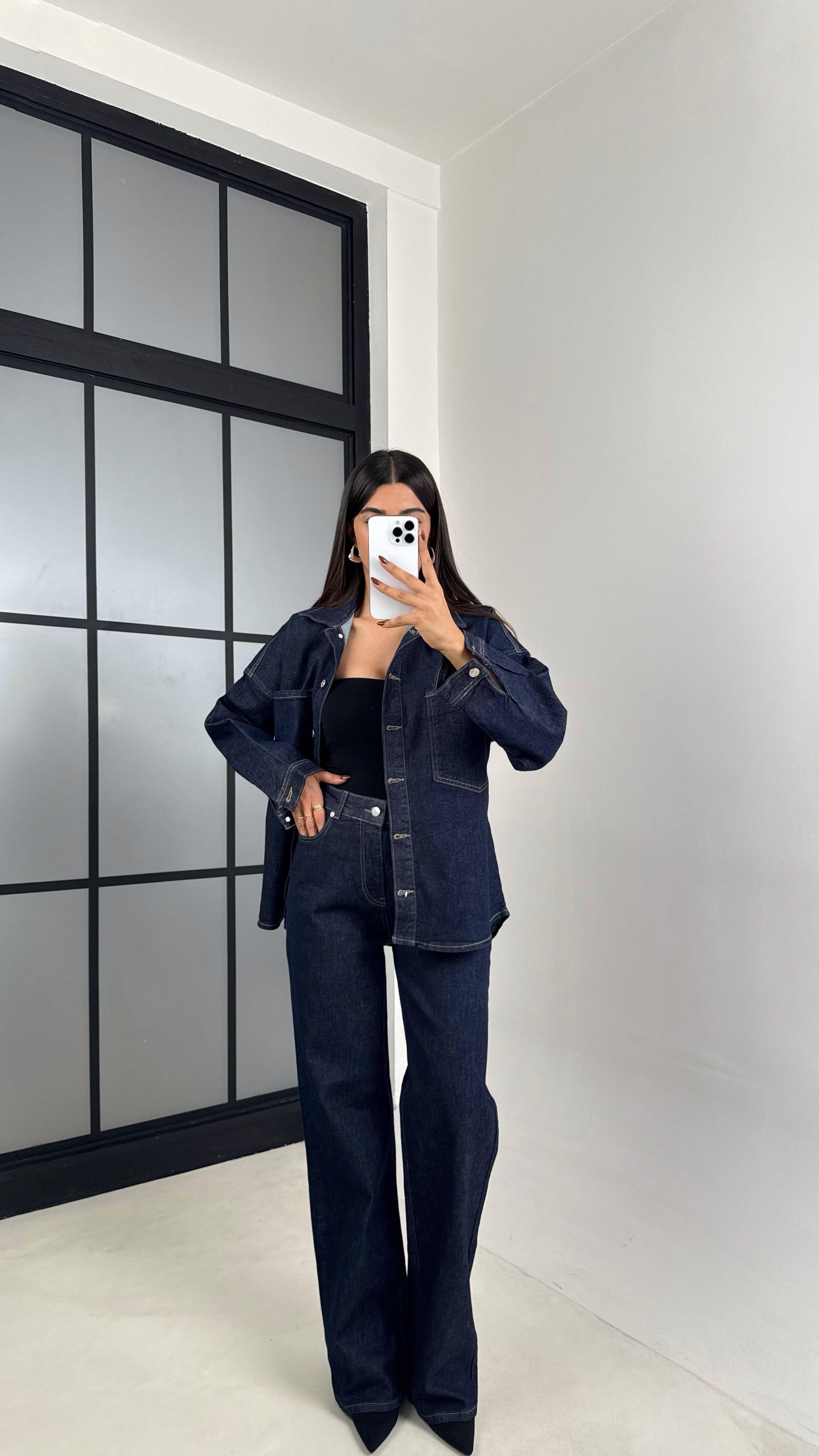 Lacivert Denim Gömlek Pantolon Takım GAUS-00220GAUSTAKIMGAUS-00220