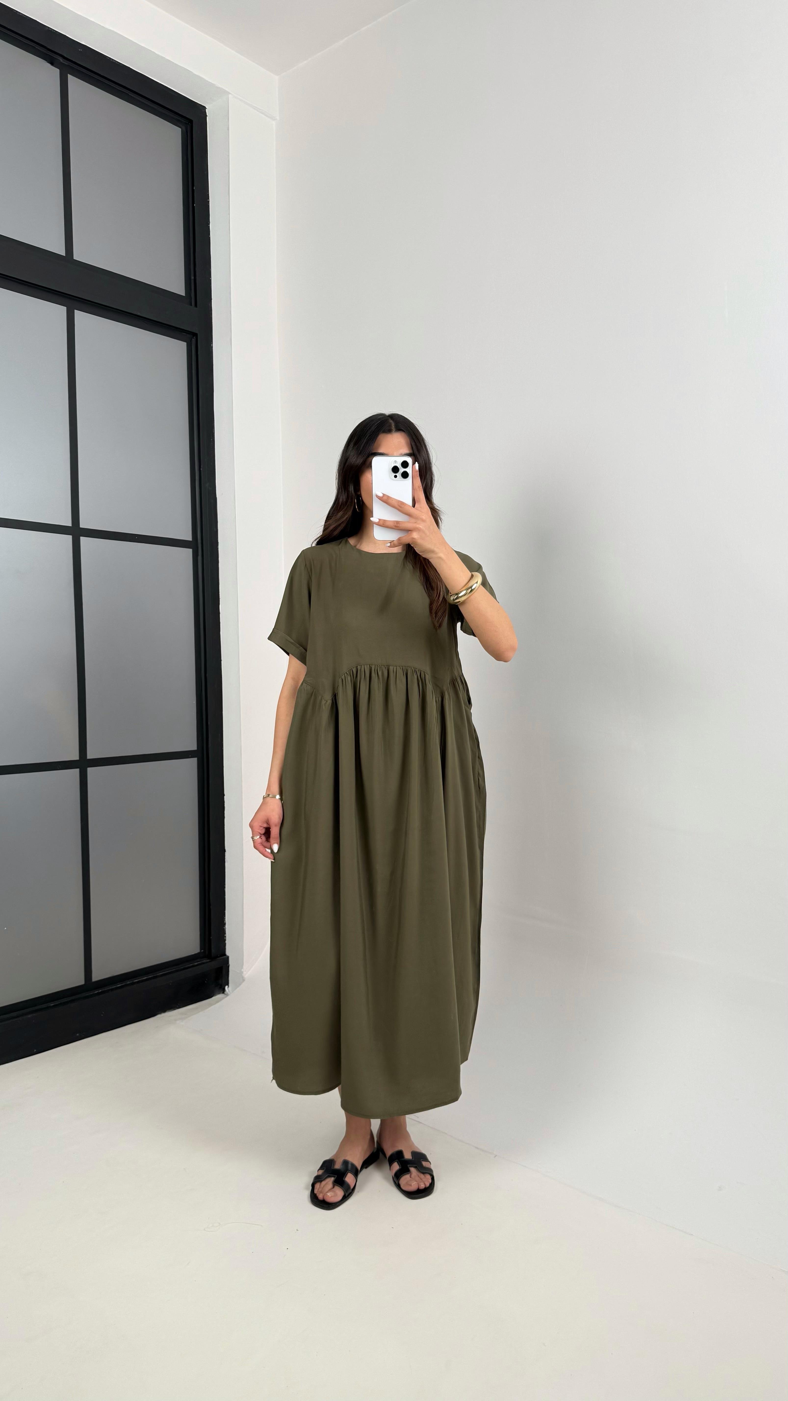 Haki Altı Balon Etek Tencel Pinterest Elbise Gaus00388GausDressesGU1001905