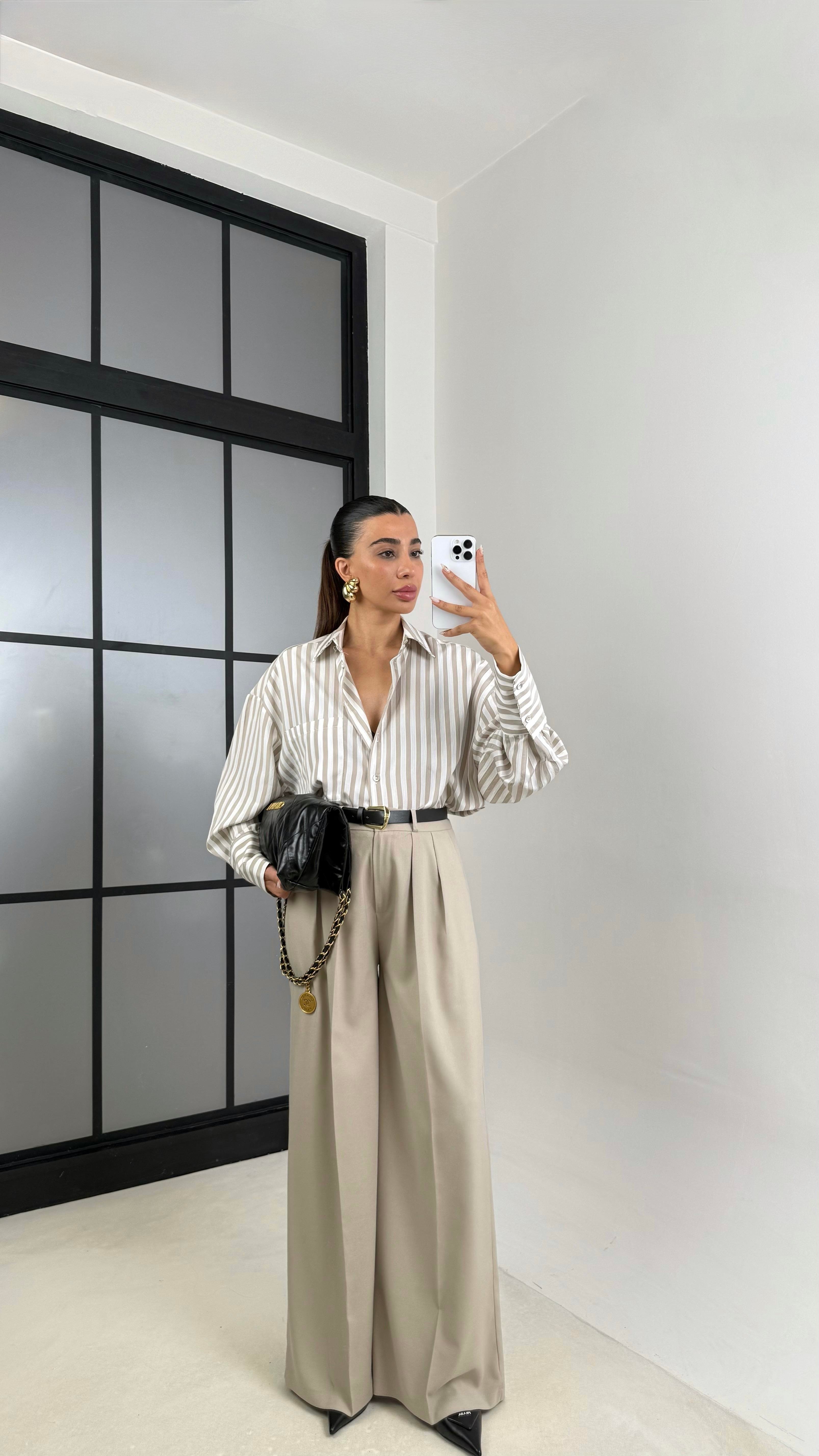 Taş Kemerli Cepli Palazzo Pantolon GAUS-00142GAUSPANTOLONGAUS-00142