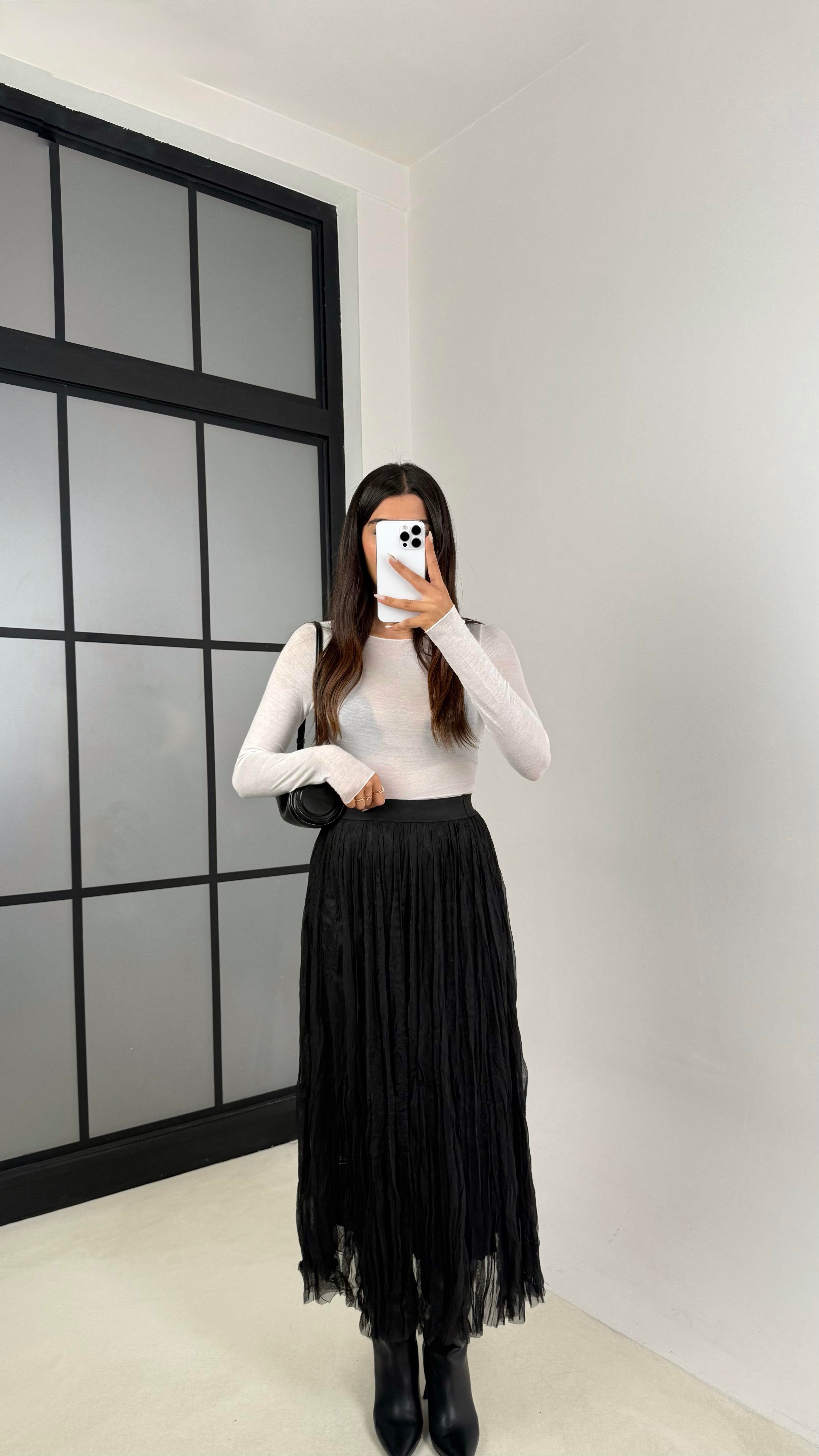 Siyah Beli Lastikli Astarlı Tül Etek GAUS-0099GAUSETEKGAUS-0099