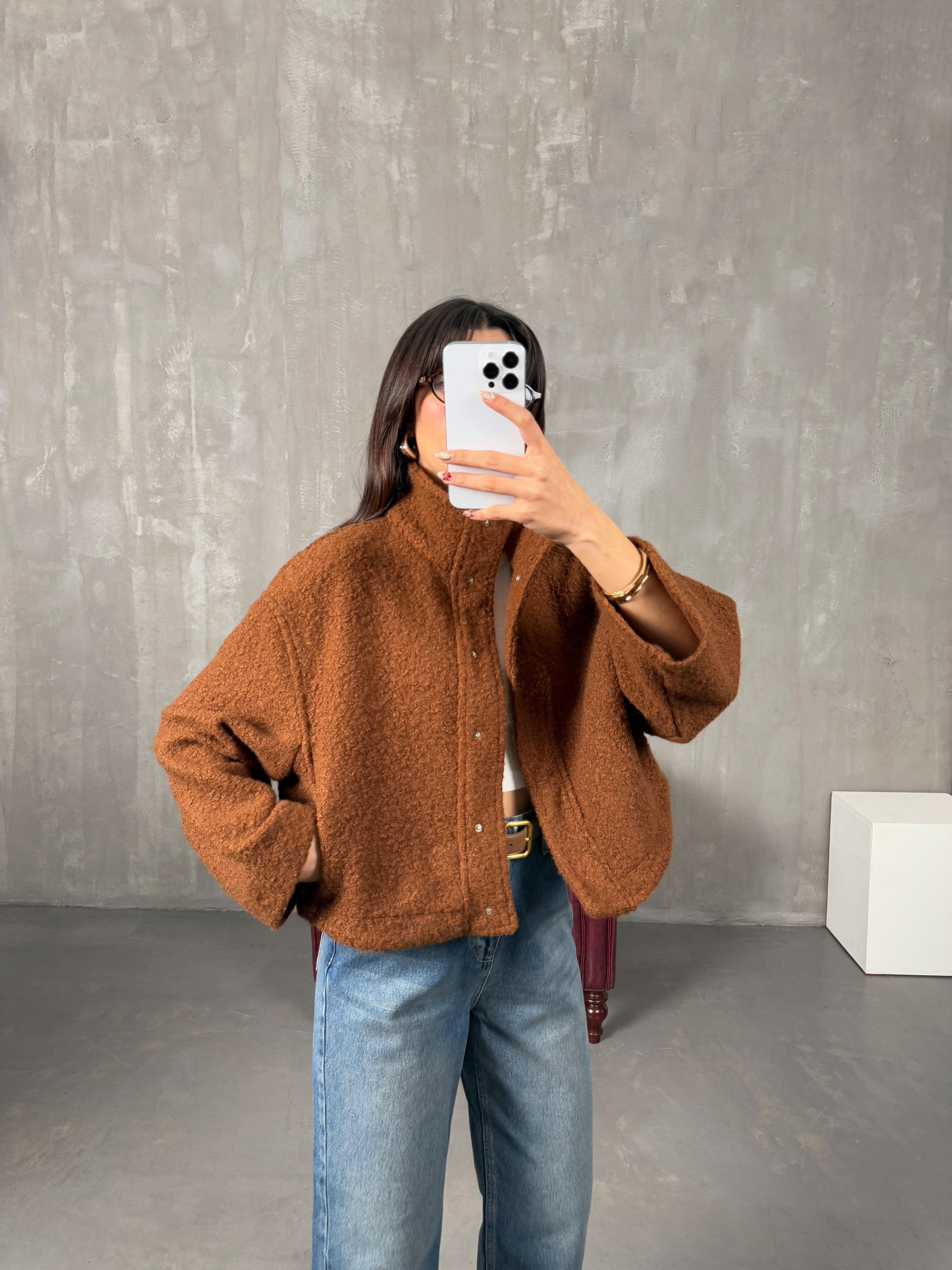 Cute Kahve MD Model Buklet Çıtçıt Düğmeli CeketGausCEKETGU100149