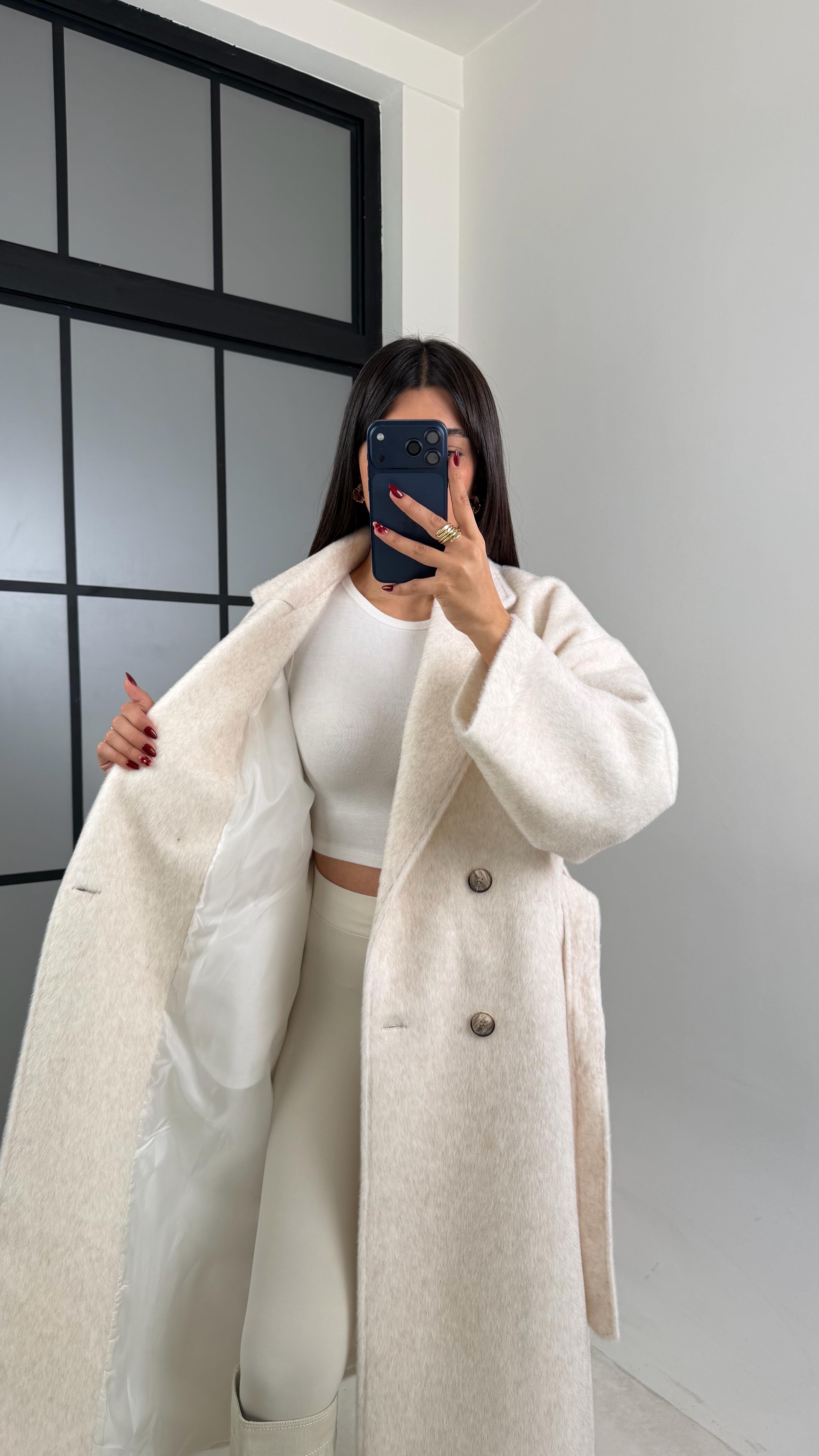 Taş Astarlı Kuşaklı Premium Peluş Kaban GAUS-00565GAUS المعاطف GAUS-00565