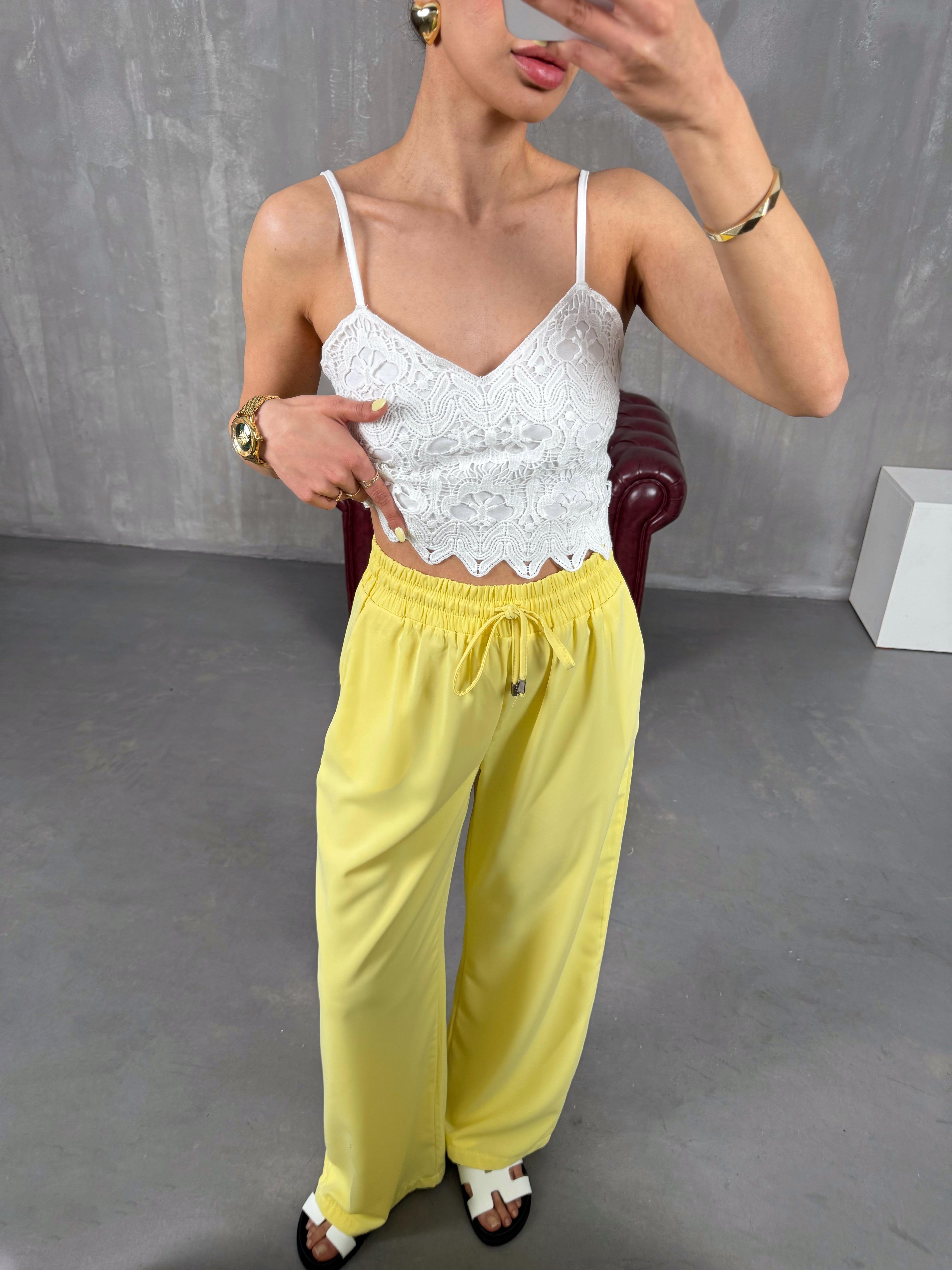 Sarı Beli Lastikli Salaş Pantolon Gaus00121GausPANTOLONGU1001274