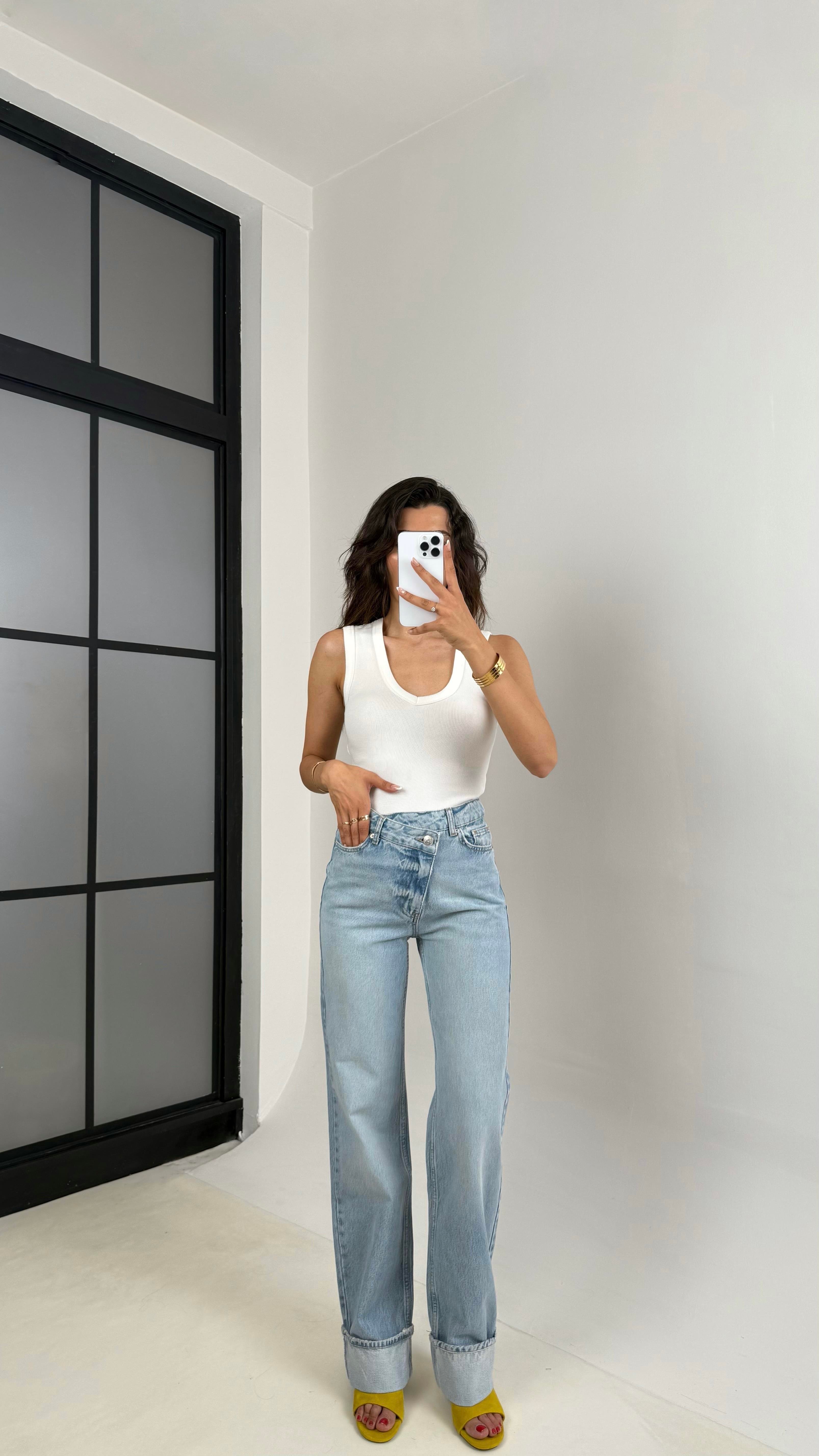 Açık Mavi Paça Katlamalı ZR Muadil Straight Jean Gaus00636GausDENİM PANTOLONGU1002483