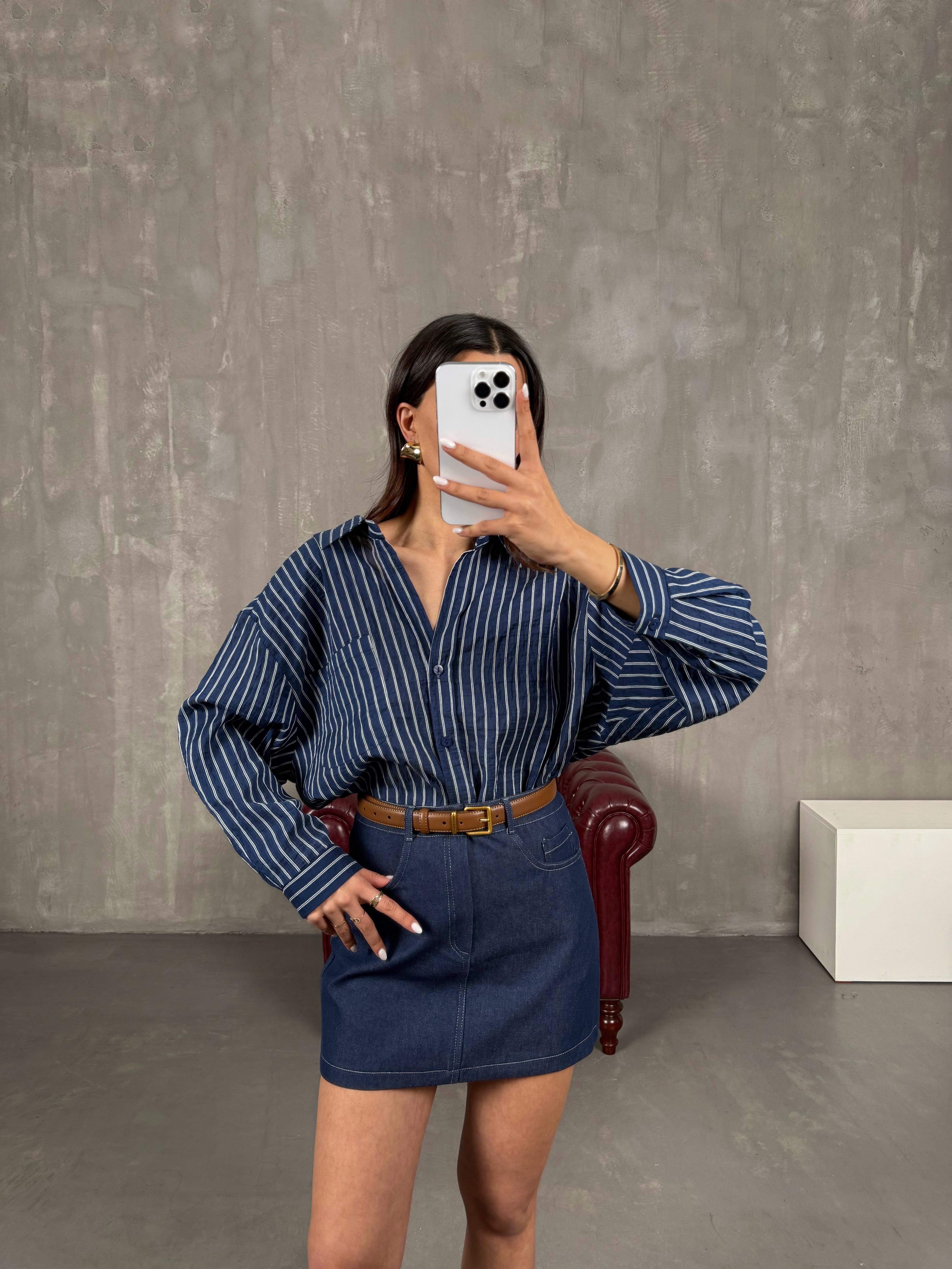 Lacivert Cepli Denim Etek Gaus0005GausETEKGU100989
