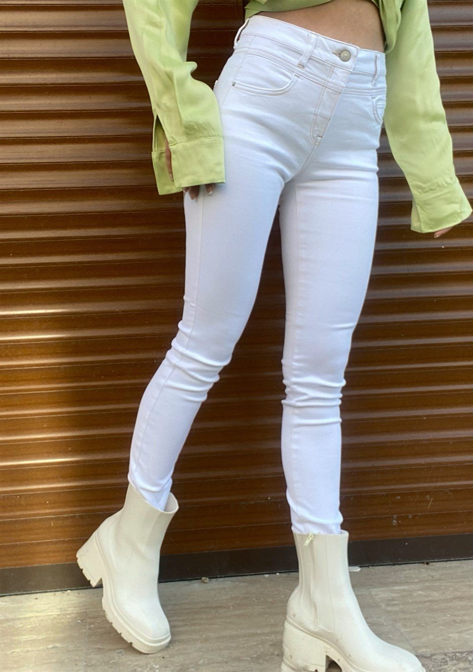 Beyaz Skinny Likralı Jean GausDENİM PANTOLONGU00120