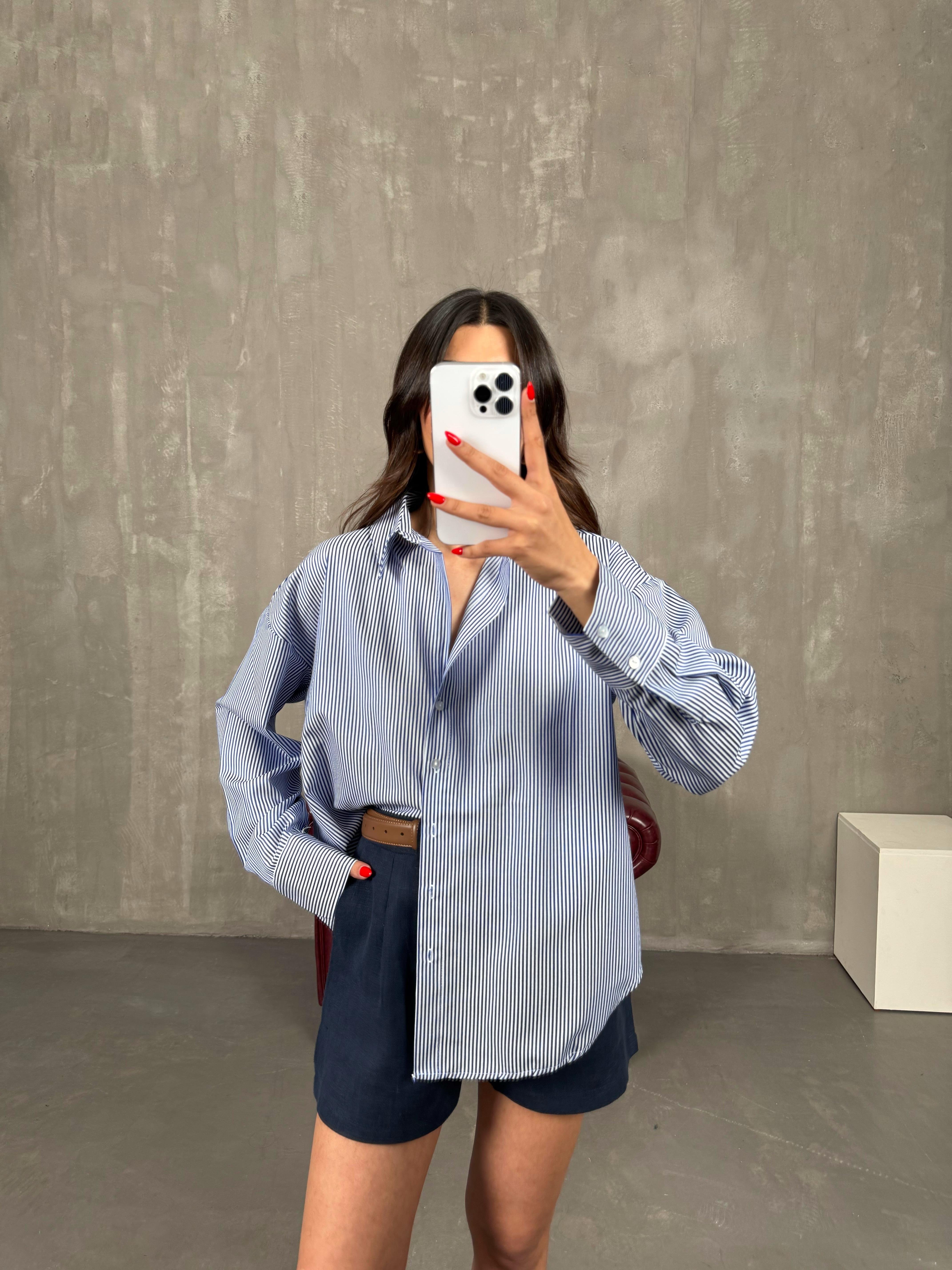 Koyu Mavi Çizgili Gömlek Gaus00202GausGÖMLEKGU1001474