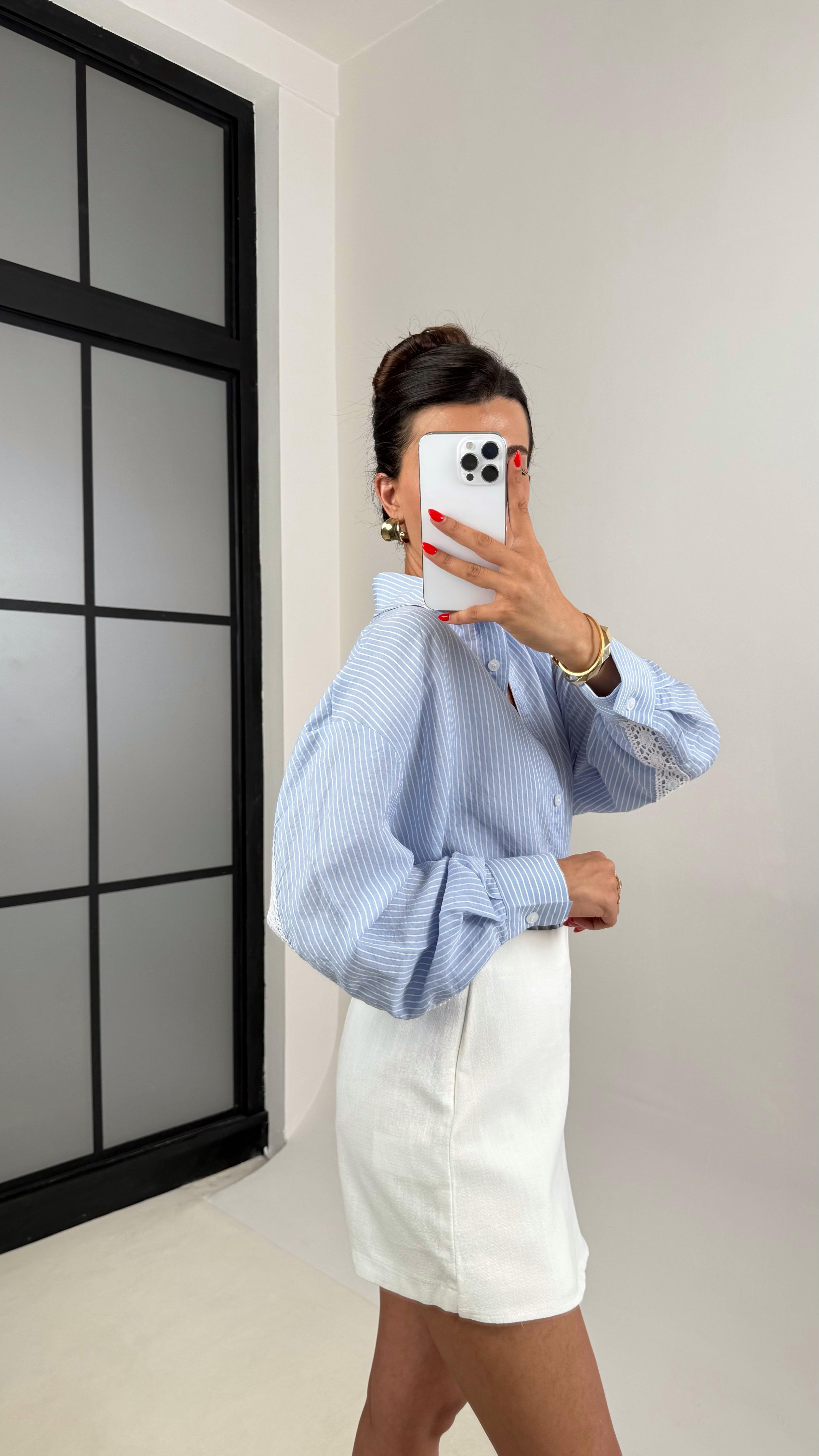 Ekru Şortlu Keten Etek Gaus00521GausETEKGU1002221