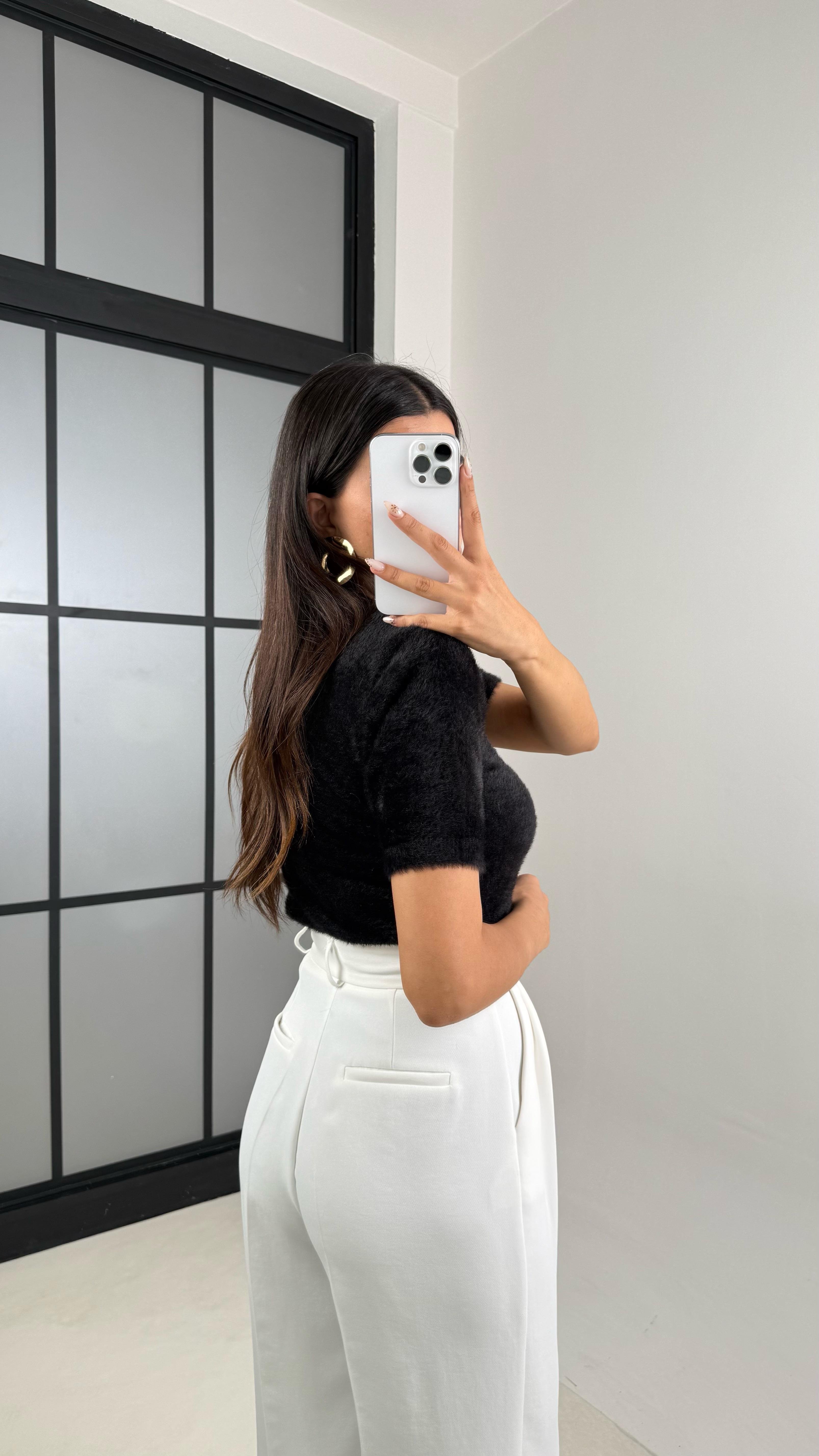 Beyaz Cep Detaylı Kumaş Pantolon GAUS-00140GAUSPANTOLONGAUS-00140