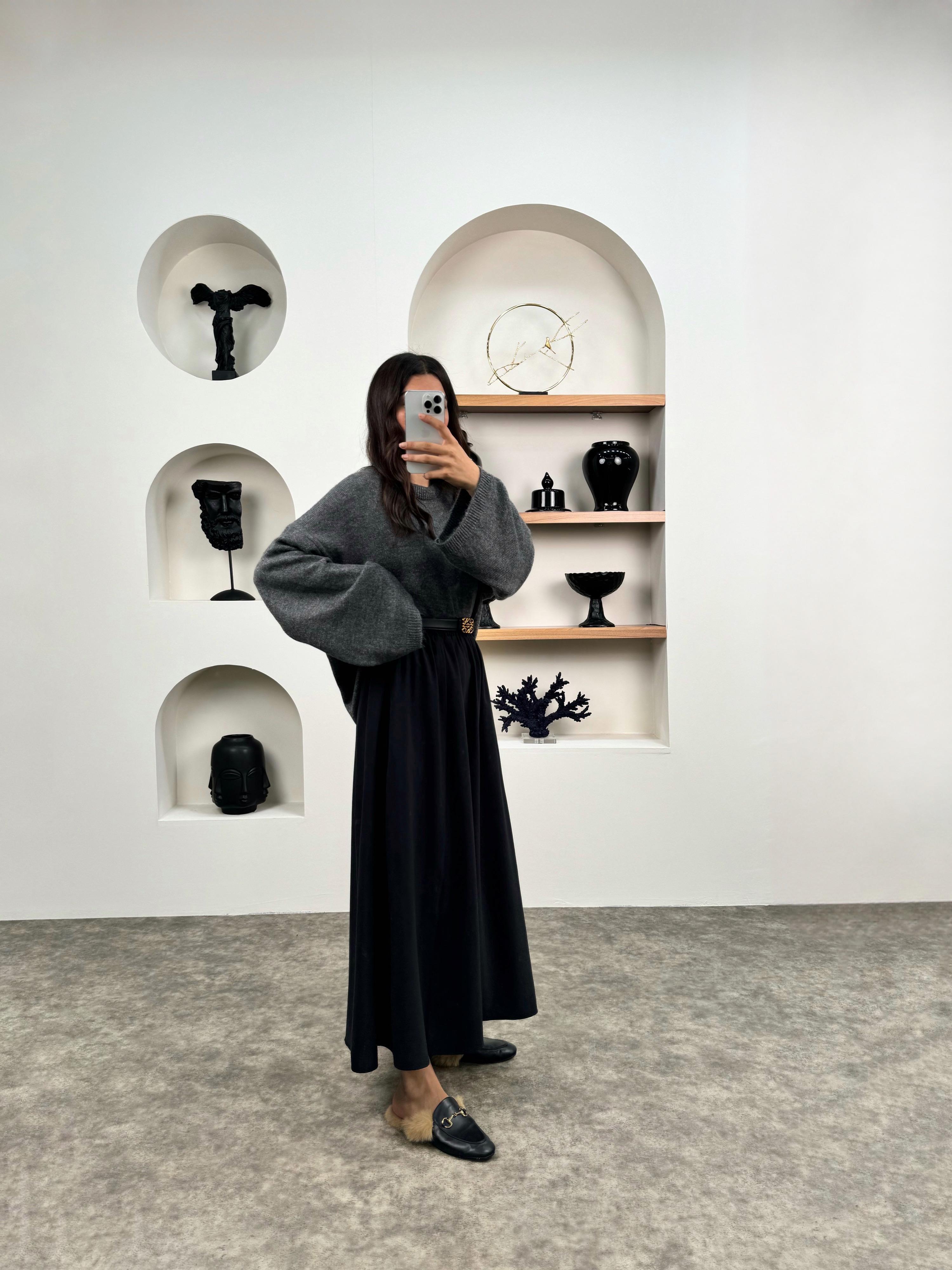 Sassa Siyah Beli Lastikli Kalın Cepli Tensel EtekGausETEKGU008990