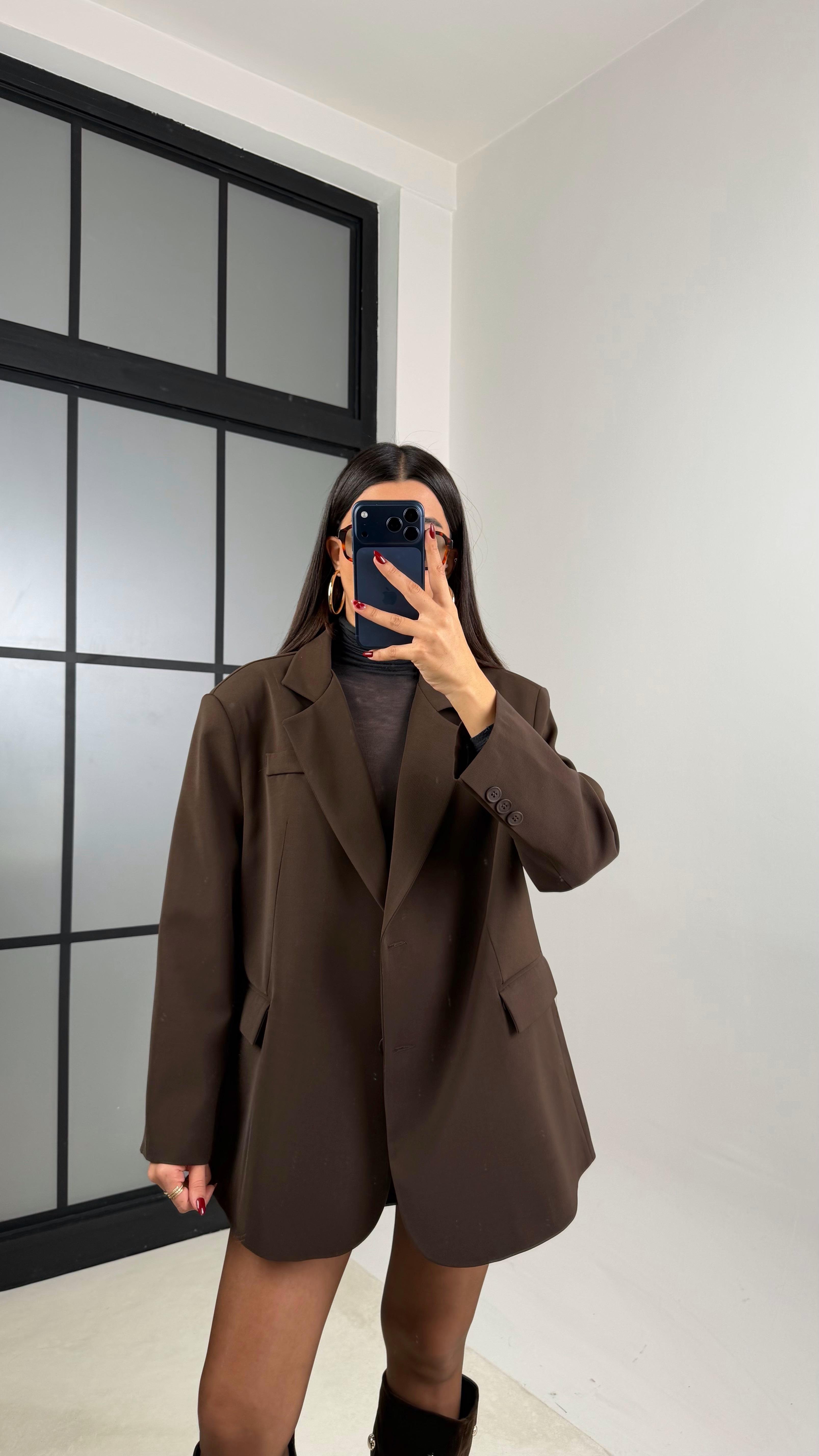 Kahve Astarlı Vatkalı Blazer Ceket GAUS-00610GAUS السترات  GAUS-00610