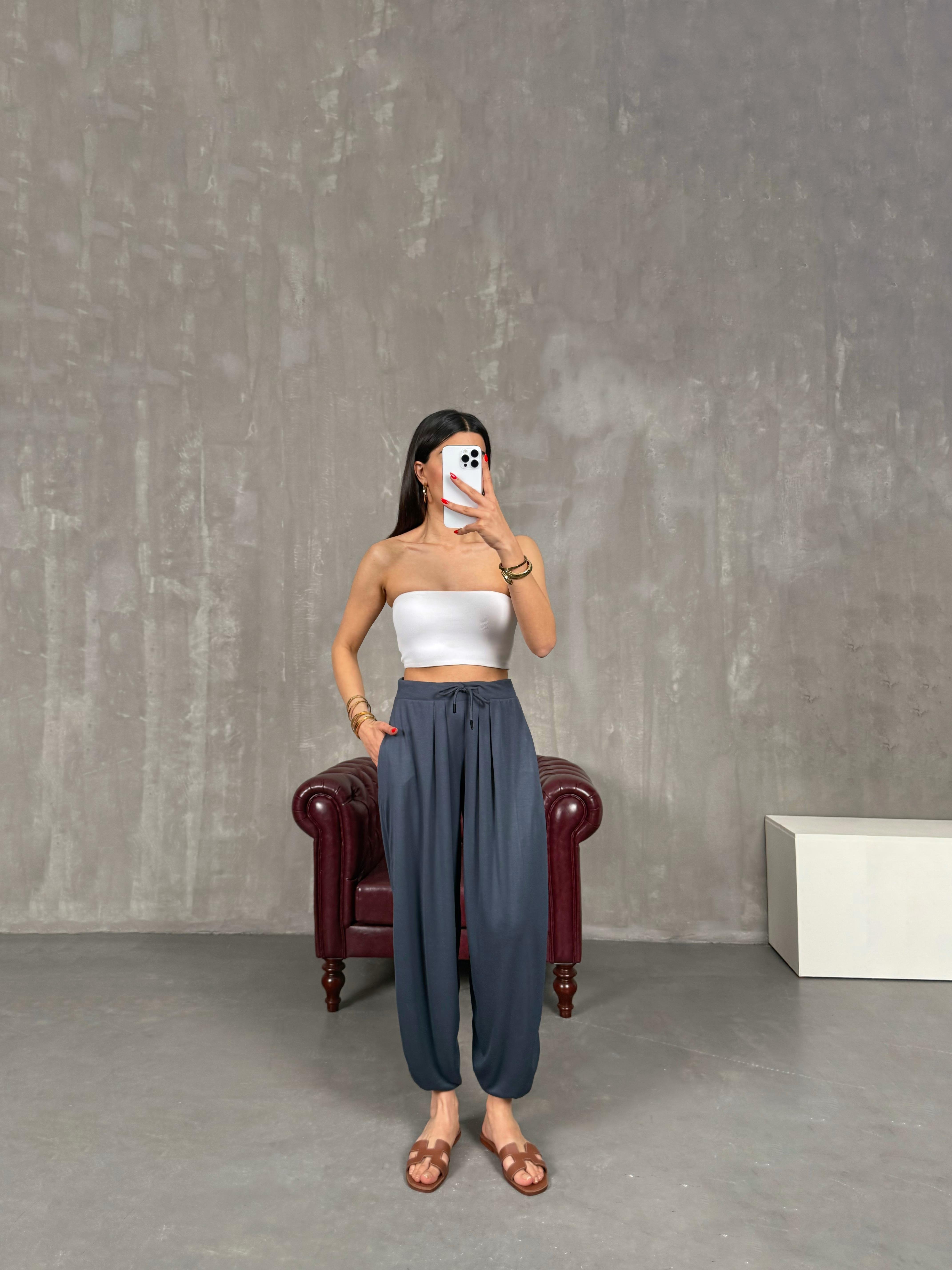 Antrasit Cepli Modal Muadil Şalvar Pantolon Gaus00207GausPANTOLONGU1001488