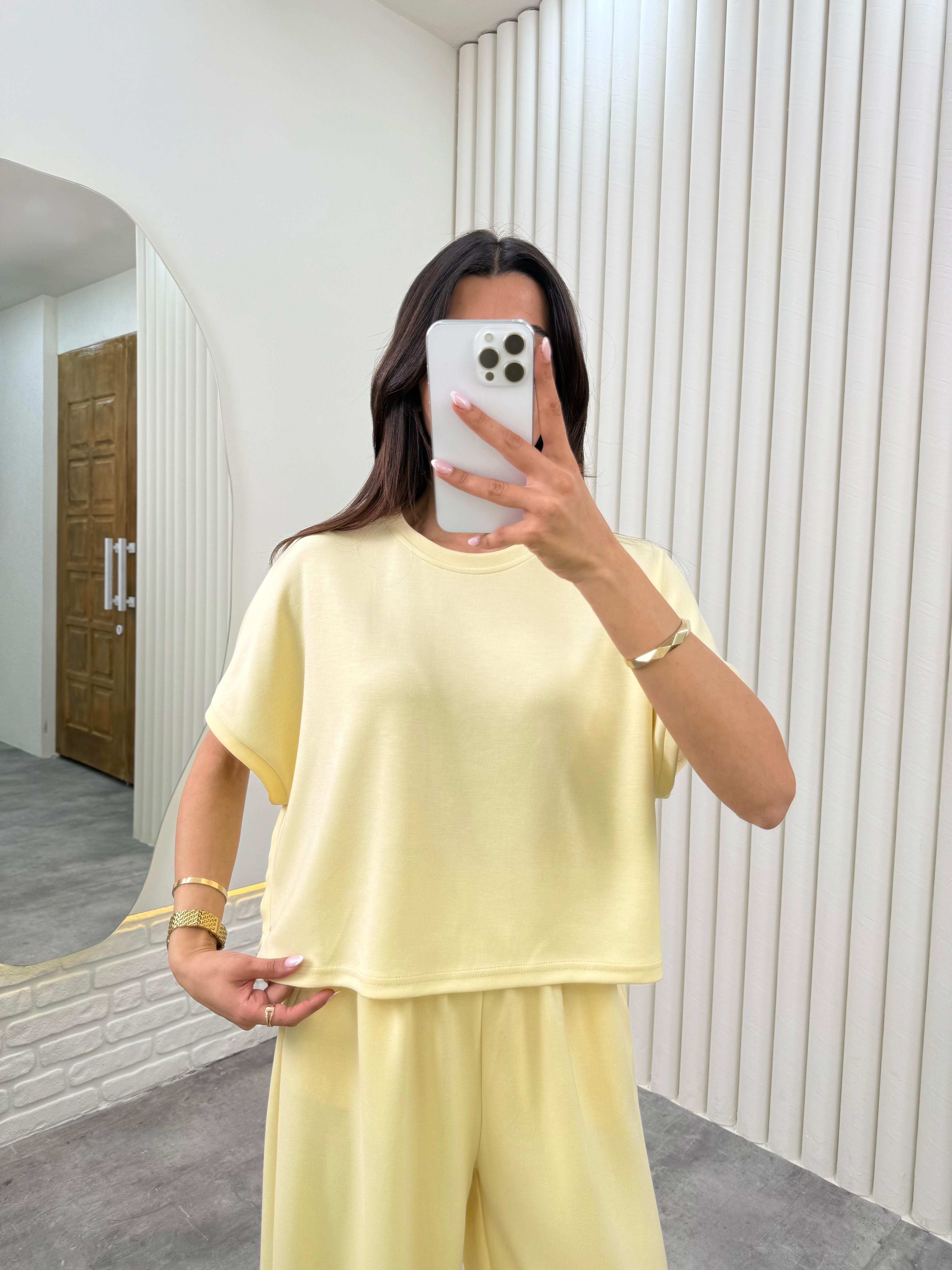 Sarı Balon Pantolon Modal Kumaş İkili Takım Gaus00320GausTAKIMGU1001737