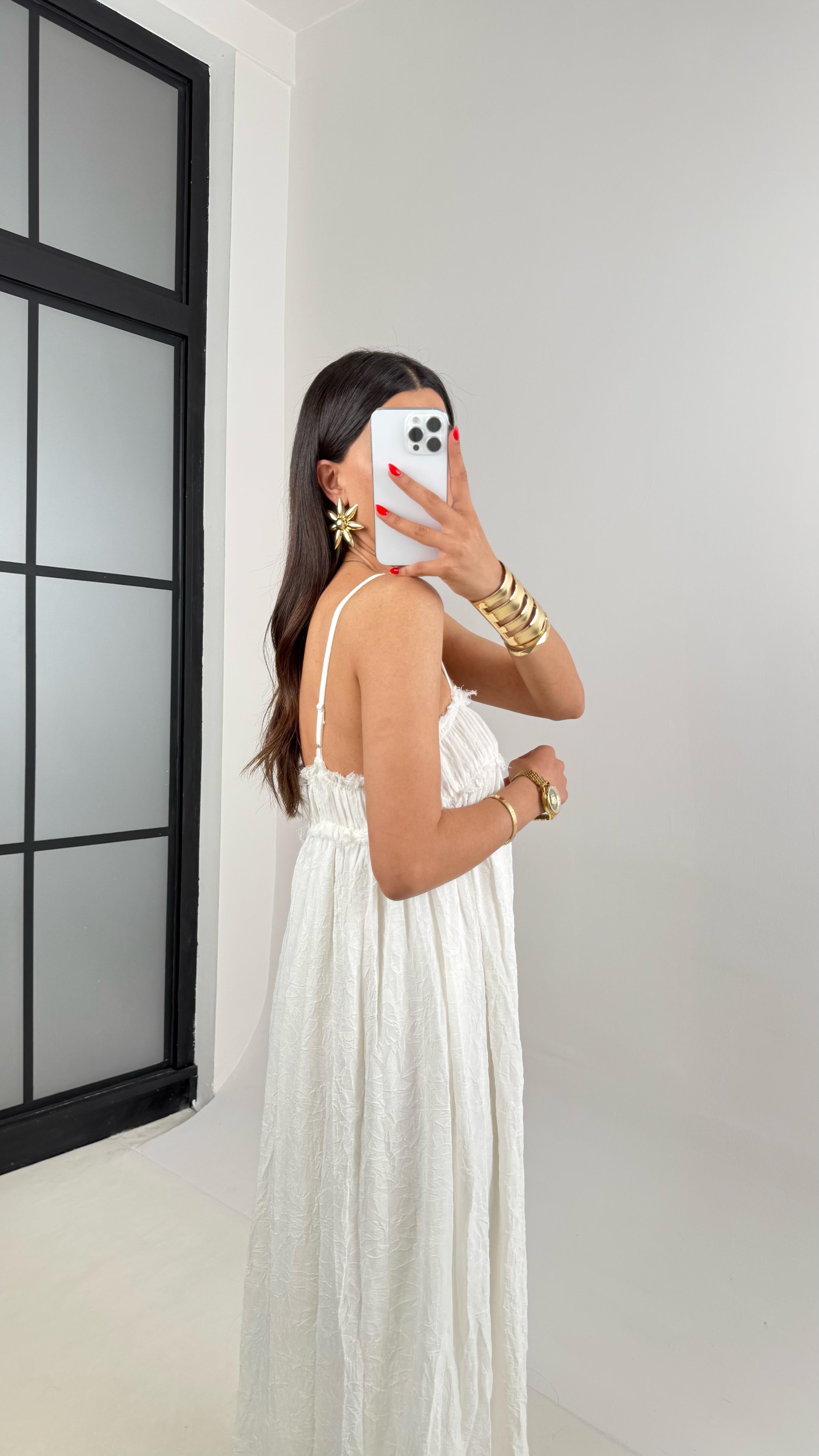 Beyaz Ayarlanabilir Askılı Astarlı Gipeli Tasarım Keten Takım Gaus00484GausELBİSEGU1002133