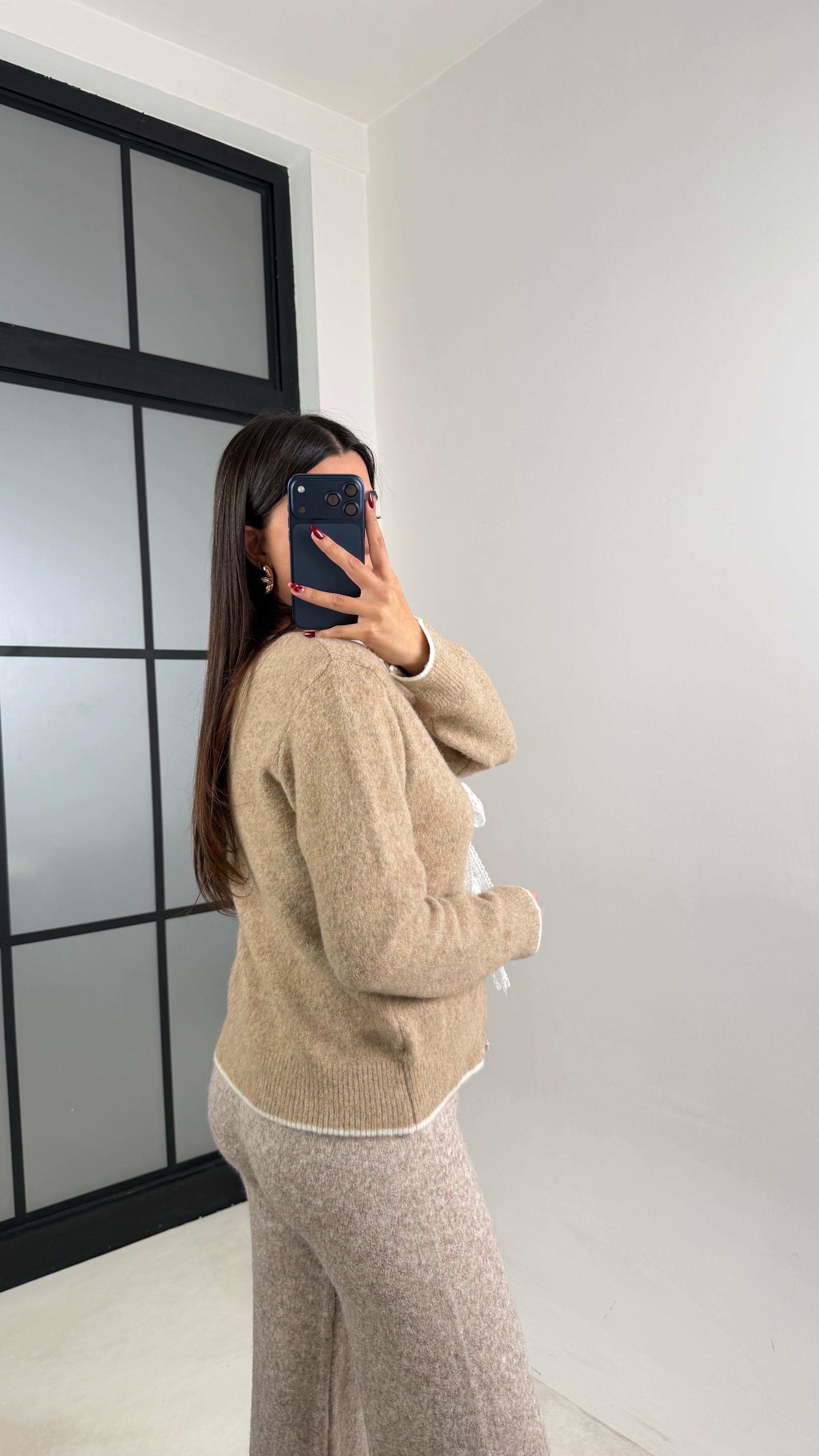 Vizon Fiyonk Detaylı Triko Hırka GAUS-00633GAUS الكارديغان  GAUS-00633