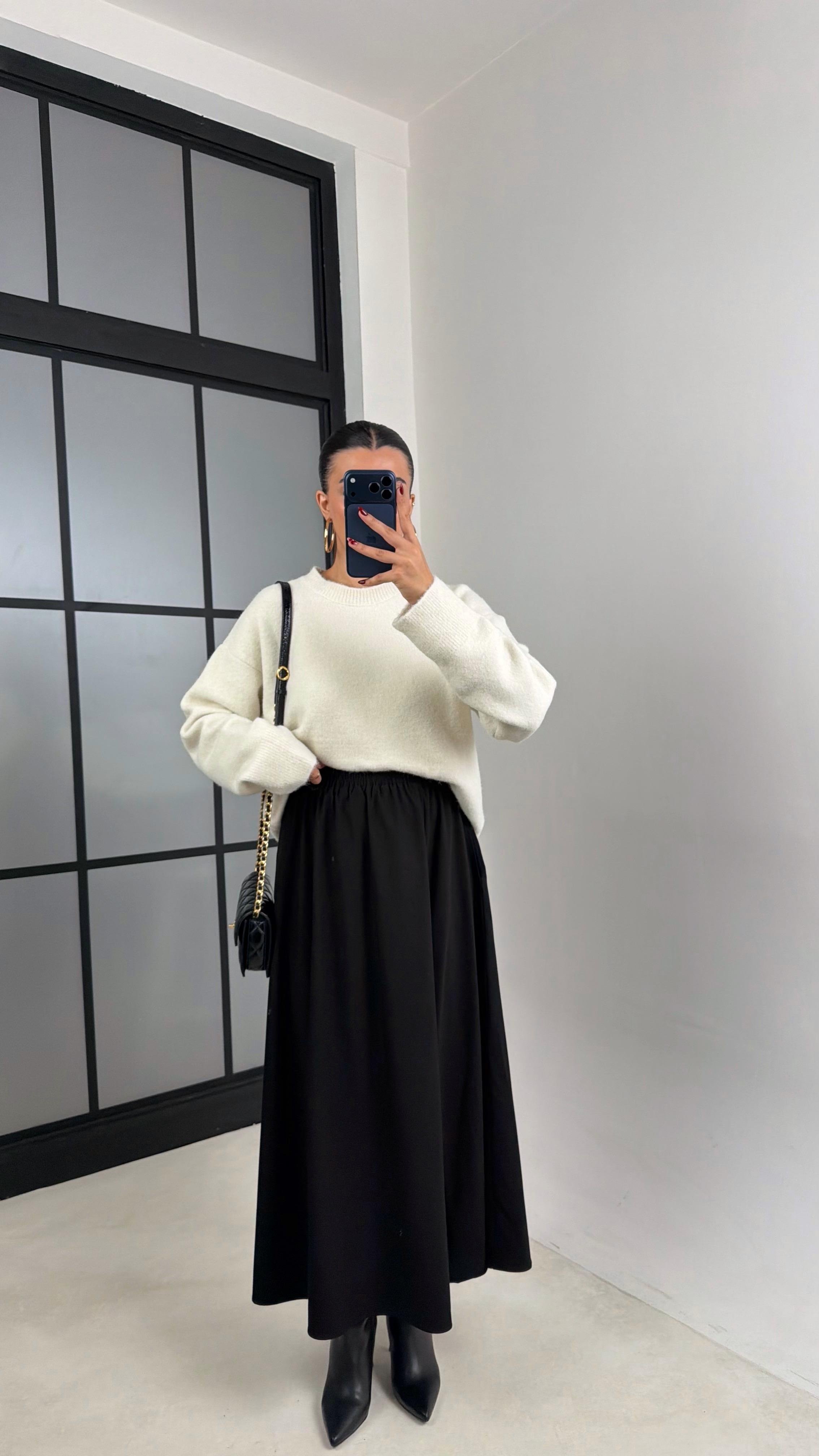 Siyah Beli Lastikli Cepli Tencel Etek GAUS-00670GAUSETEKGAUS-00670