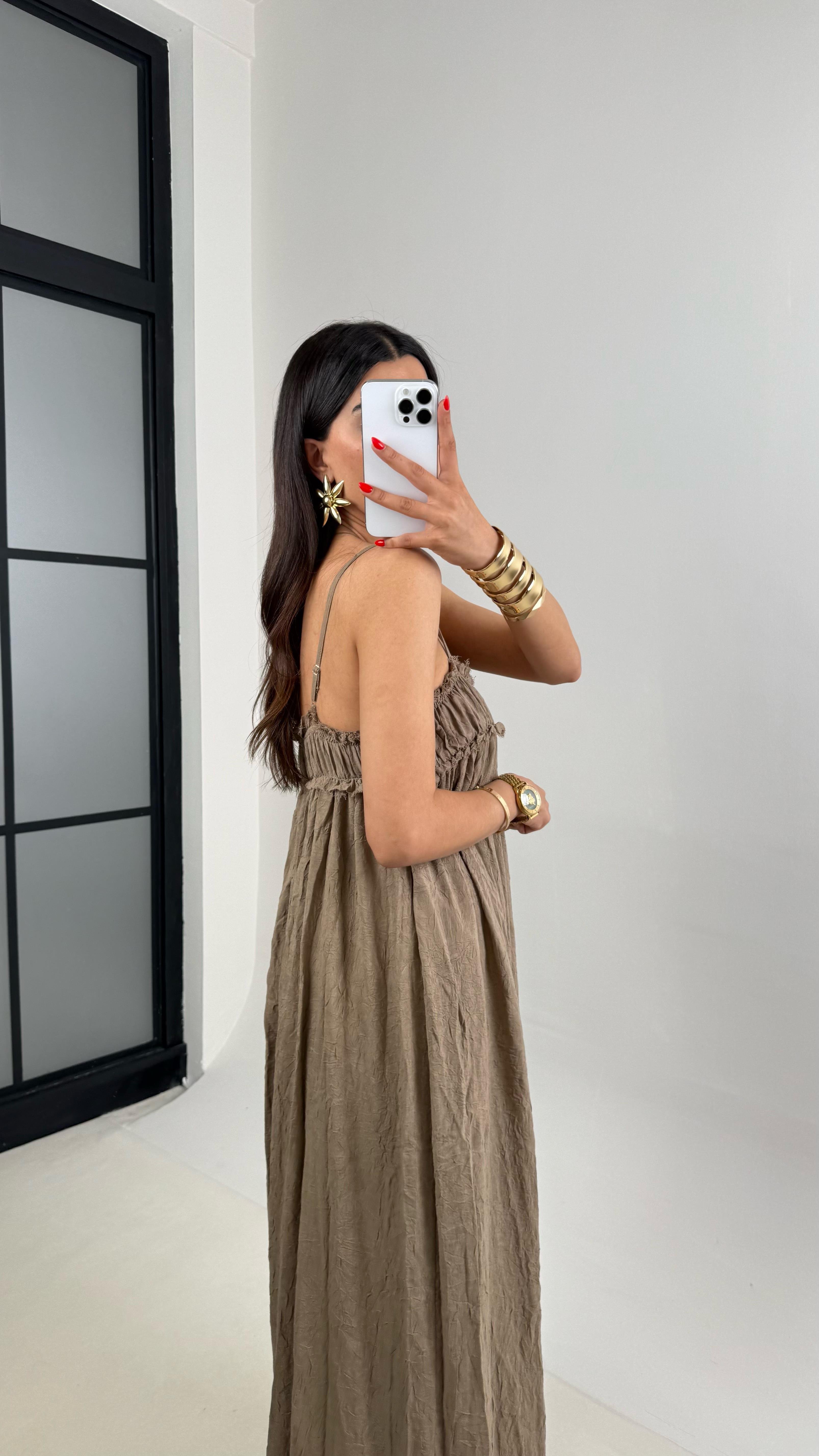 Vizon Ayarlanabilir Askılı Astarlı Gipeli Tasarım Keten Takım Gaus00484GausELBİSEGU1002135