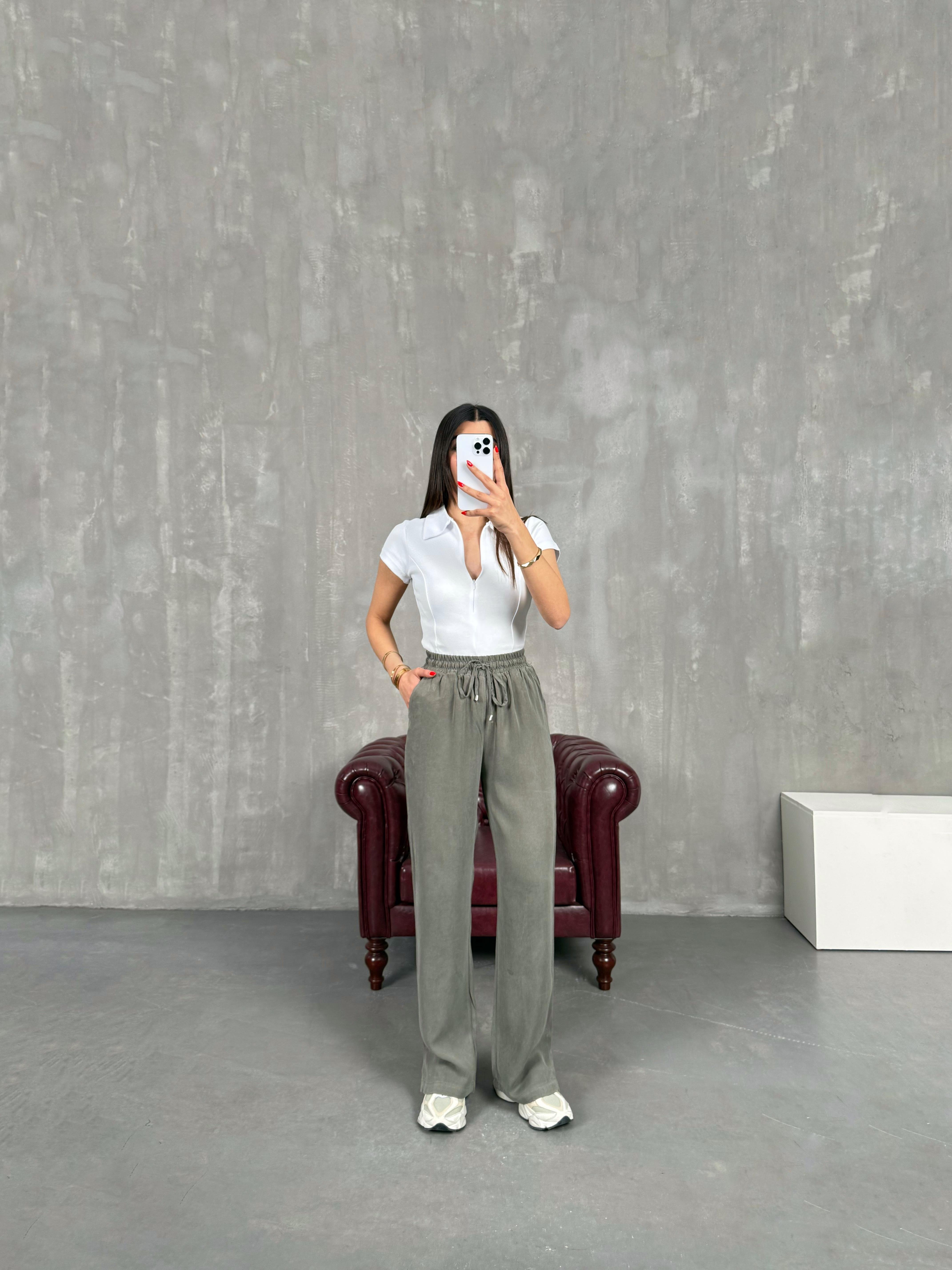 Haki Beli Lastikli MD Muadil Tensel Pantolon Gaus00190GausPANTOLONGU1001440