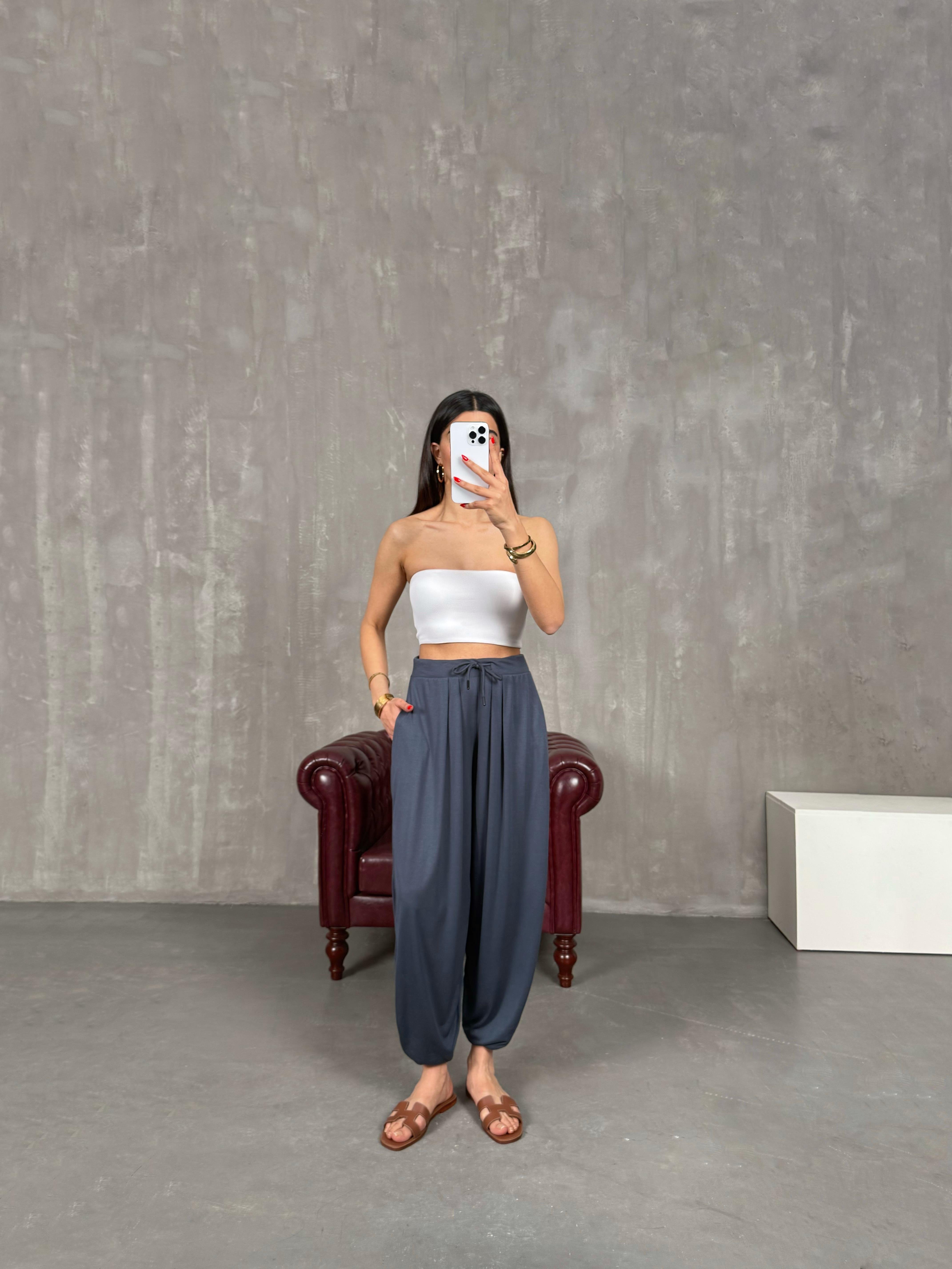 Antrasit Cepli Modal Muadil Şalvar Pantolon Gaus00207GausPANTOLONGU1001488