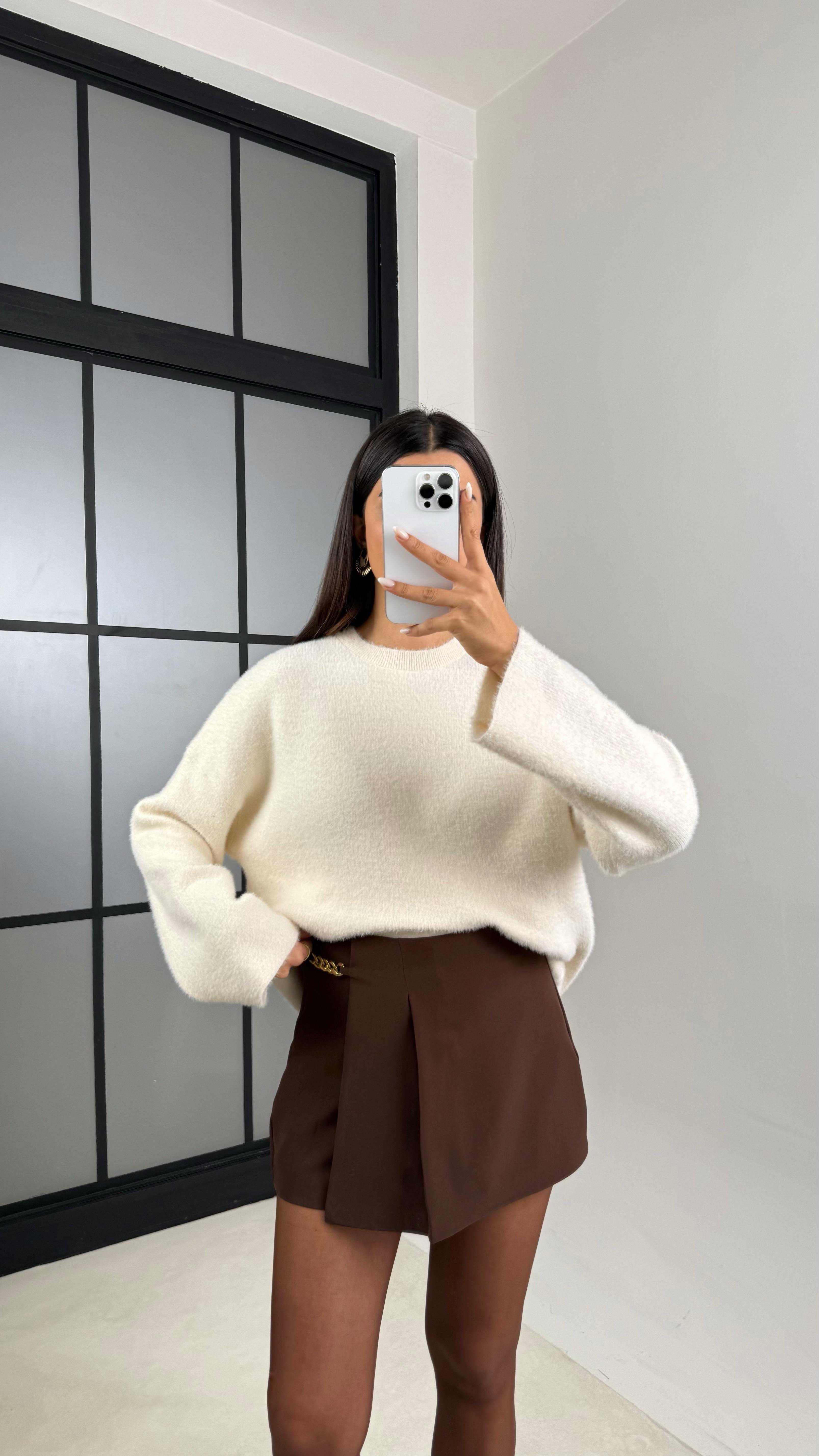 Krem Yumuşak Dokulu Triko Kazak GAUS-00508GAUS الكنزات GAUS-00508