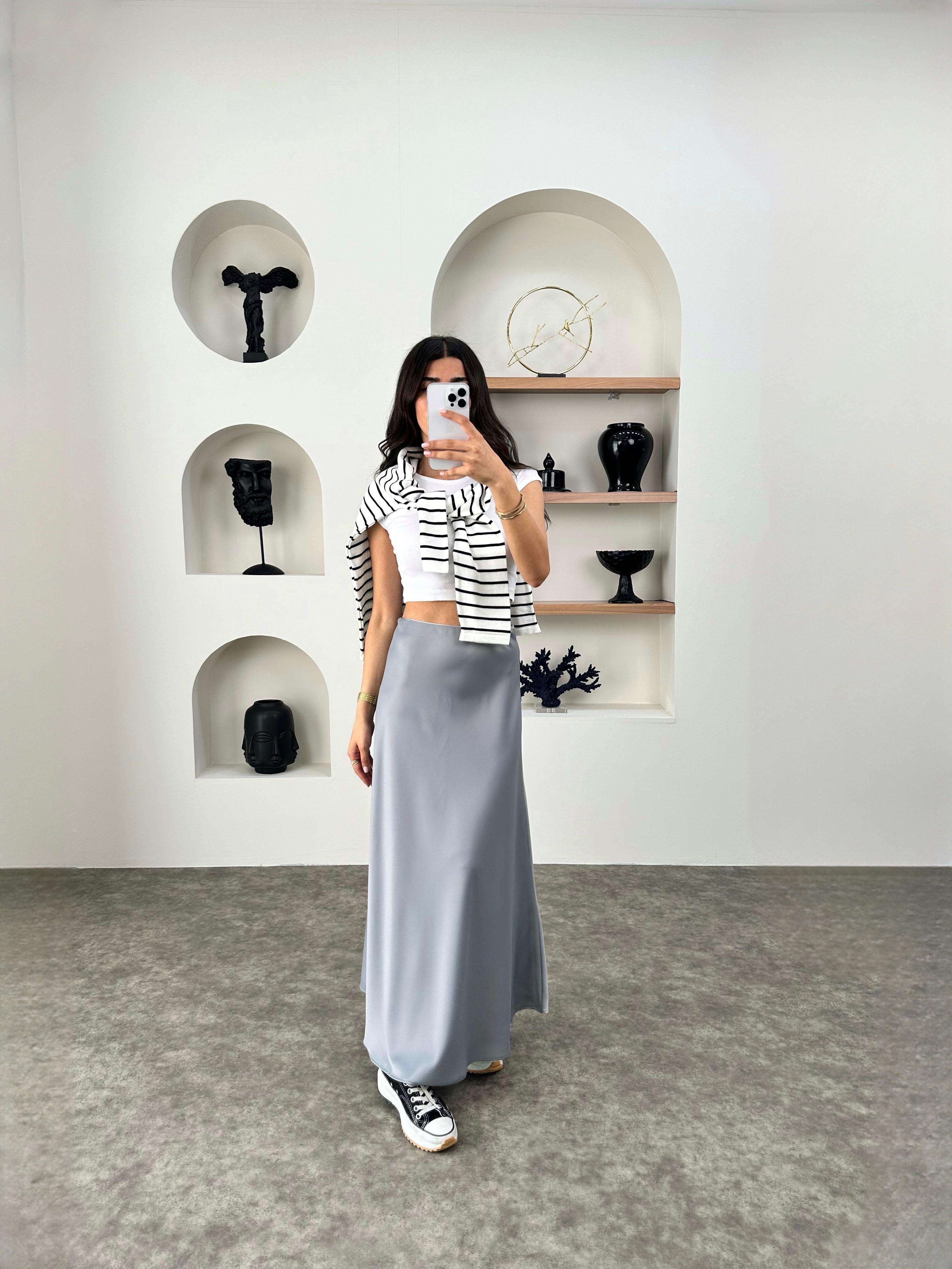 Oliv Gri Maxi Saten EtekGausETEKGU008936