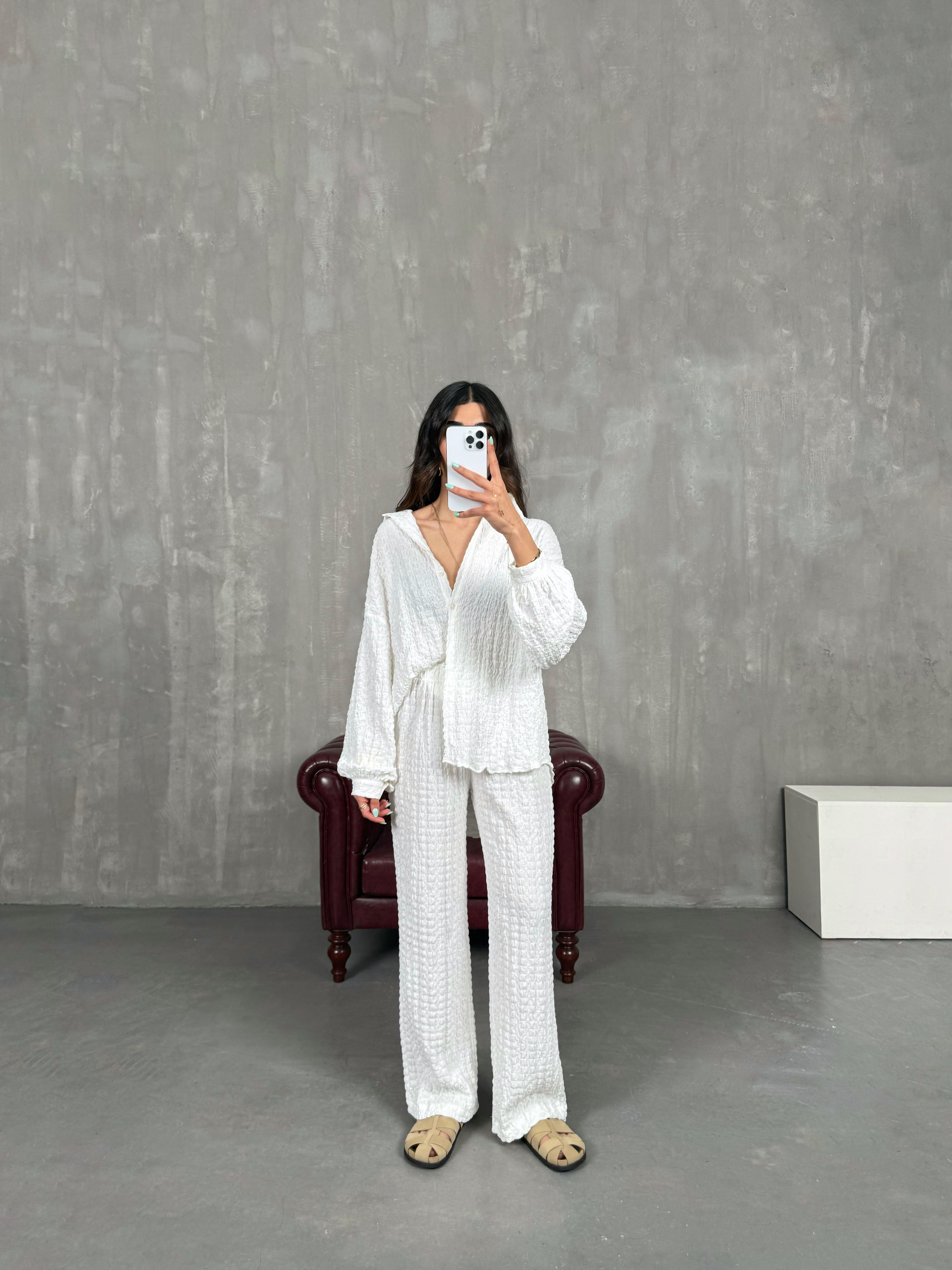 Ekru Gömlek Pantolon Bürümcük Takım Gaus00232GausTAKIMGU1001534