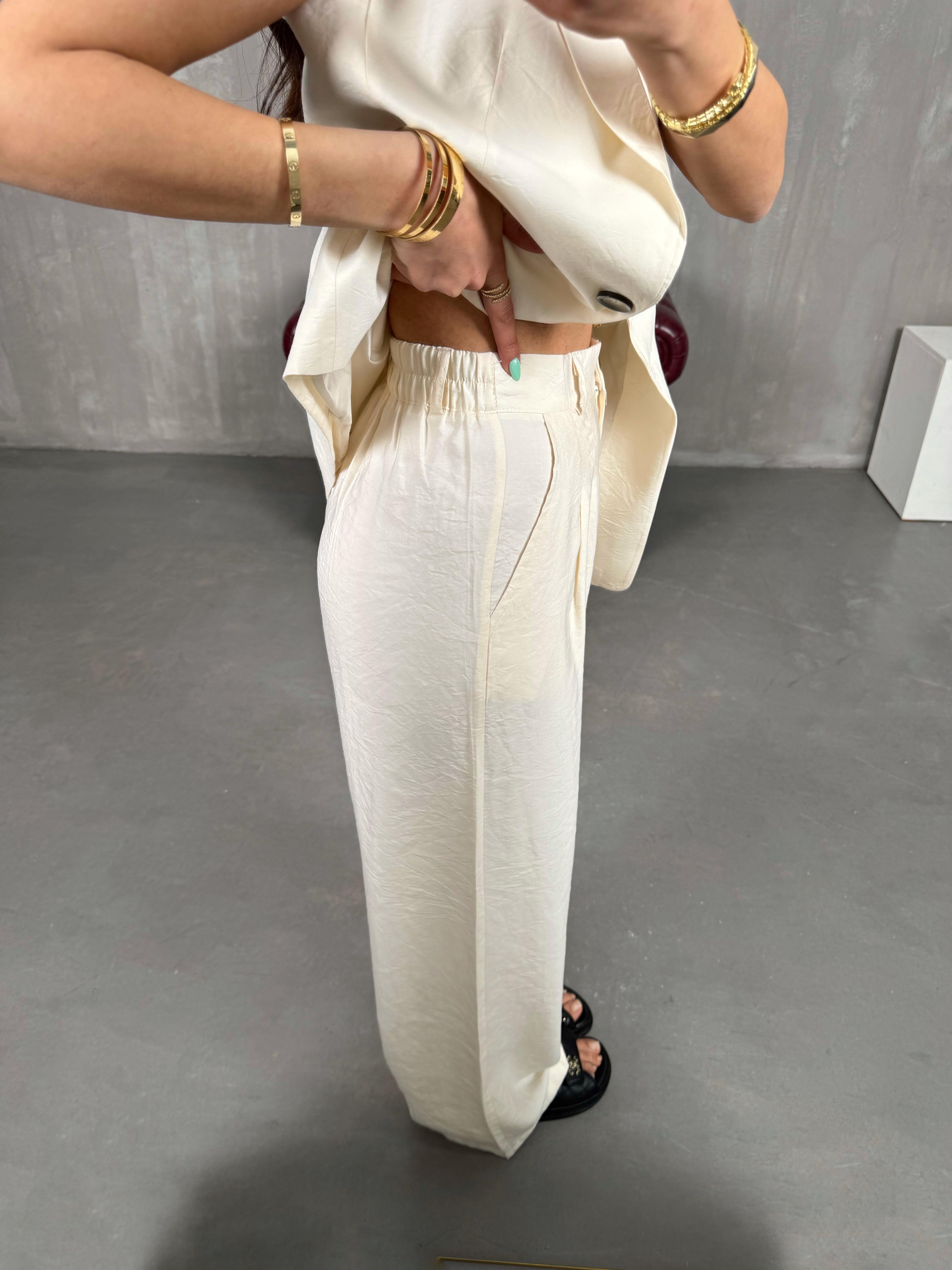 Taş Astarlı Vatkalı Yelekli Beli Lastikli Pantolon İkili Tensel Takım Gaus00233GausTAKIMGU1001538