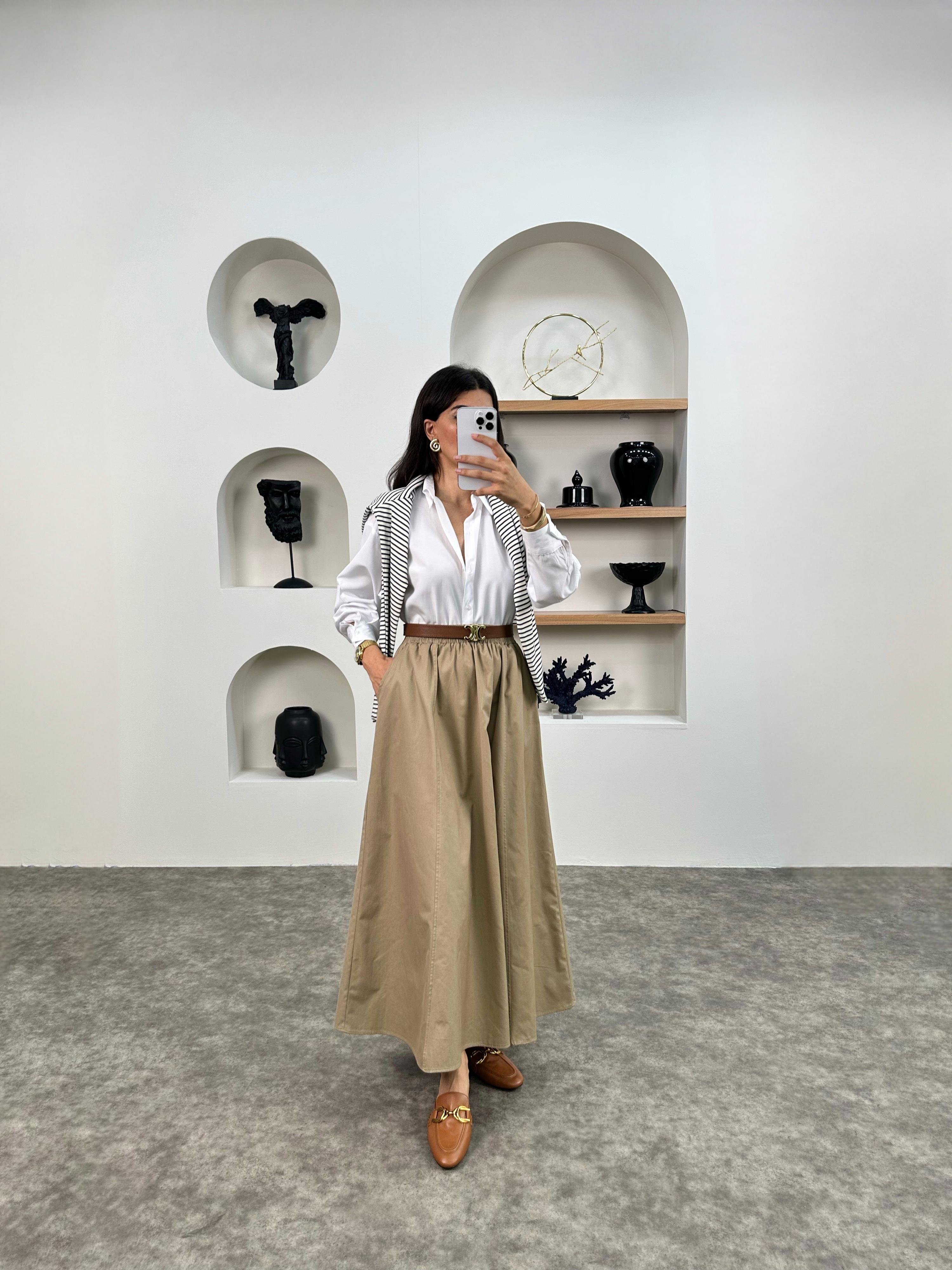 Gosa Sütlü Kahve Beli Lastikli Gabardin Kumaş EtekGausETEKGU008962