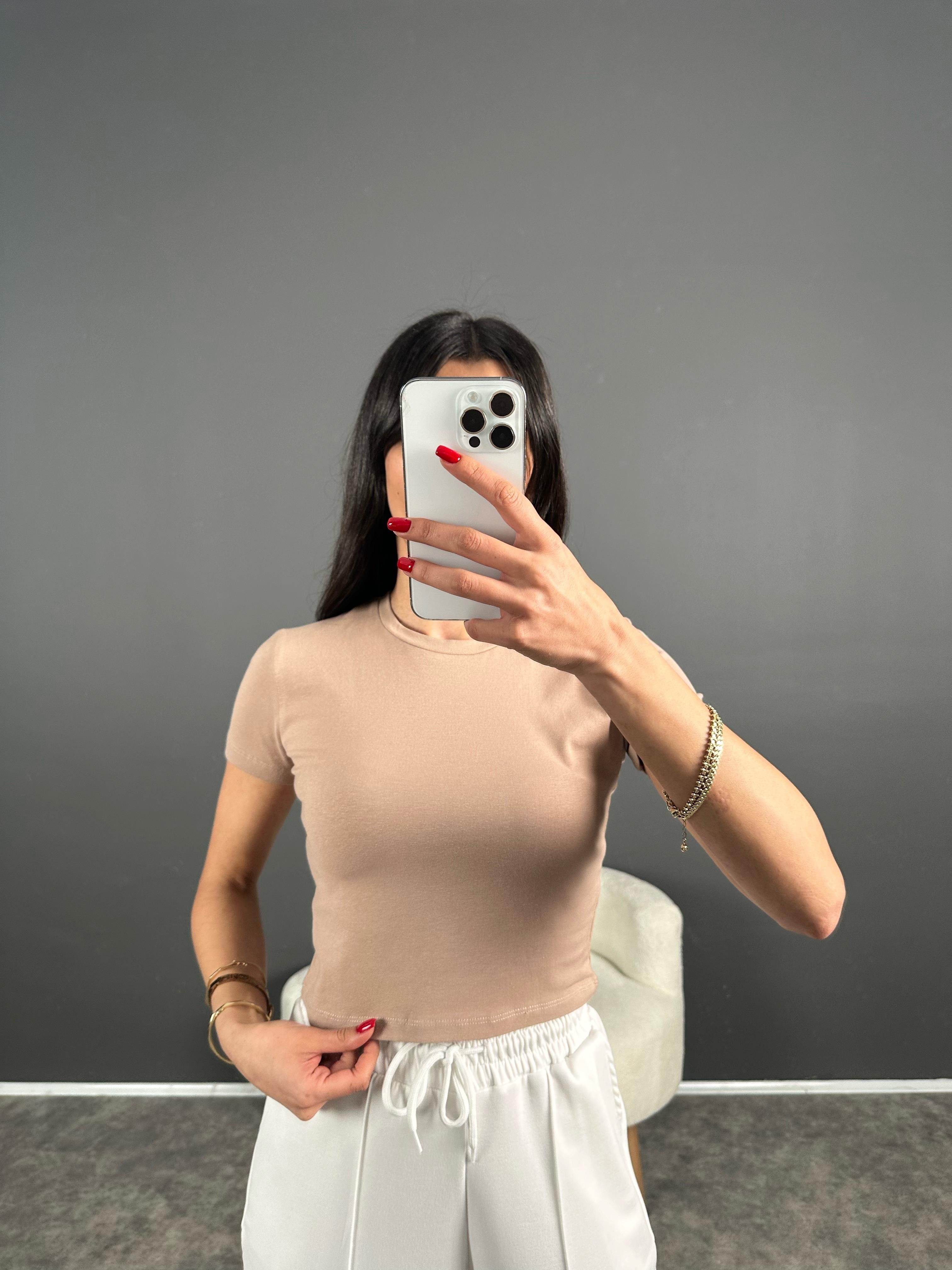 AS Sütlü Kahve Crop T-shirtGausTSHIRTGU007905