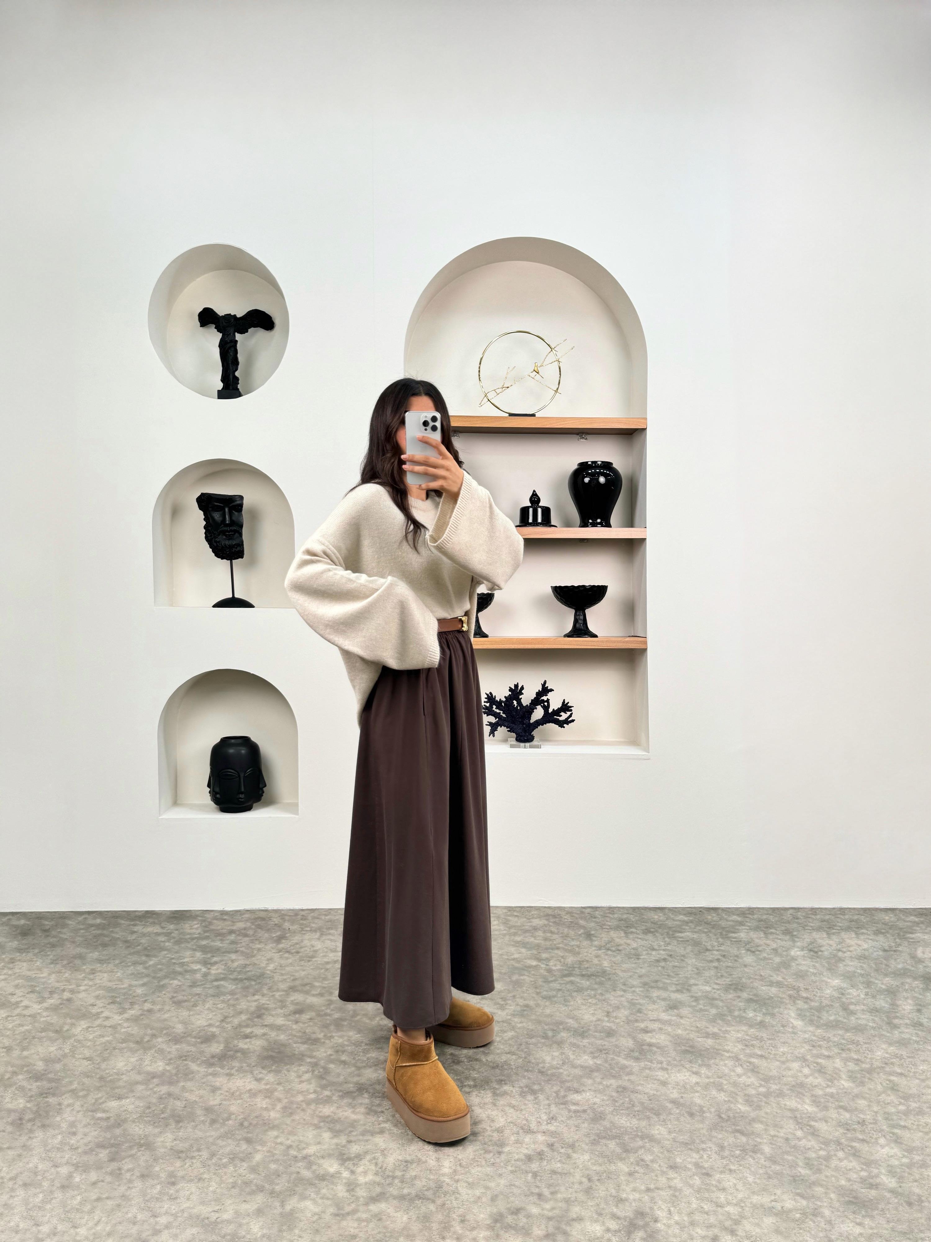 Sassa Acı Kahve Beli Lastikli Kalın Cepli Tensel EtekGausETEKGU008991