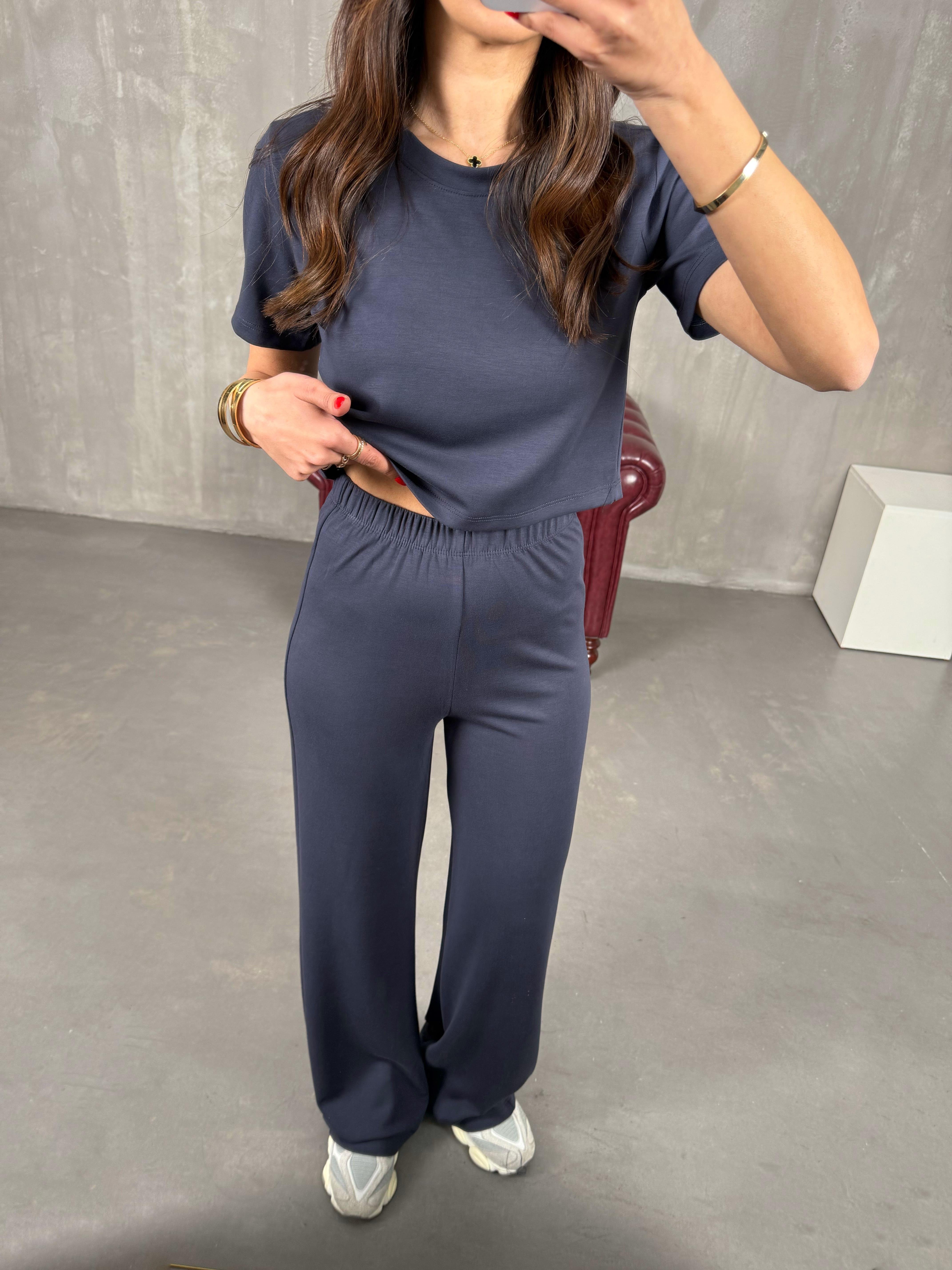 Antrasit Bisiklet Yaka Modal Kumaş Basic Takım Gaus00170GausTAKIMGU1001396