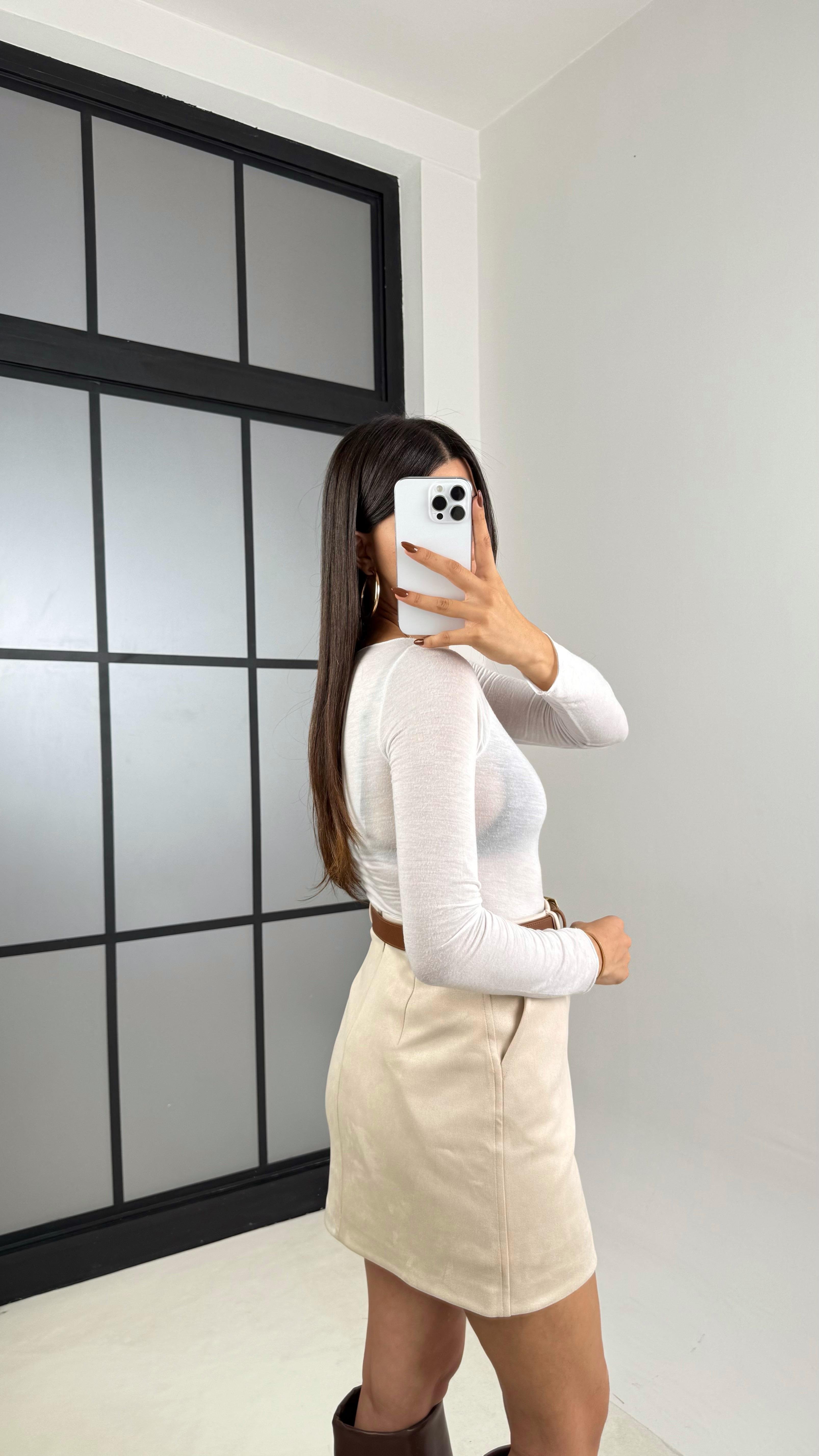 Taş Kemerli Süet Şort Etek GAUS-00169GAUSETEKGAUS-00169