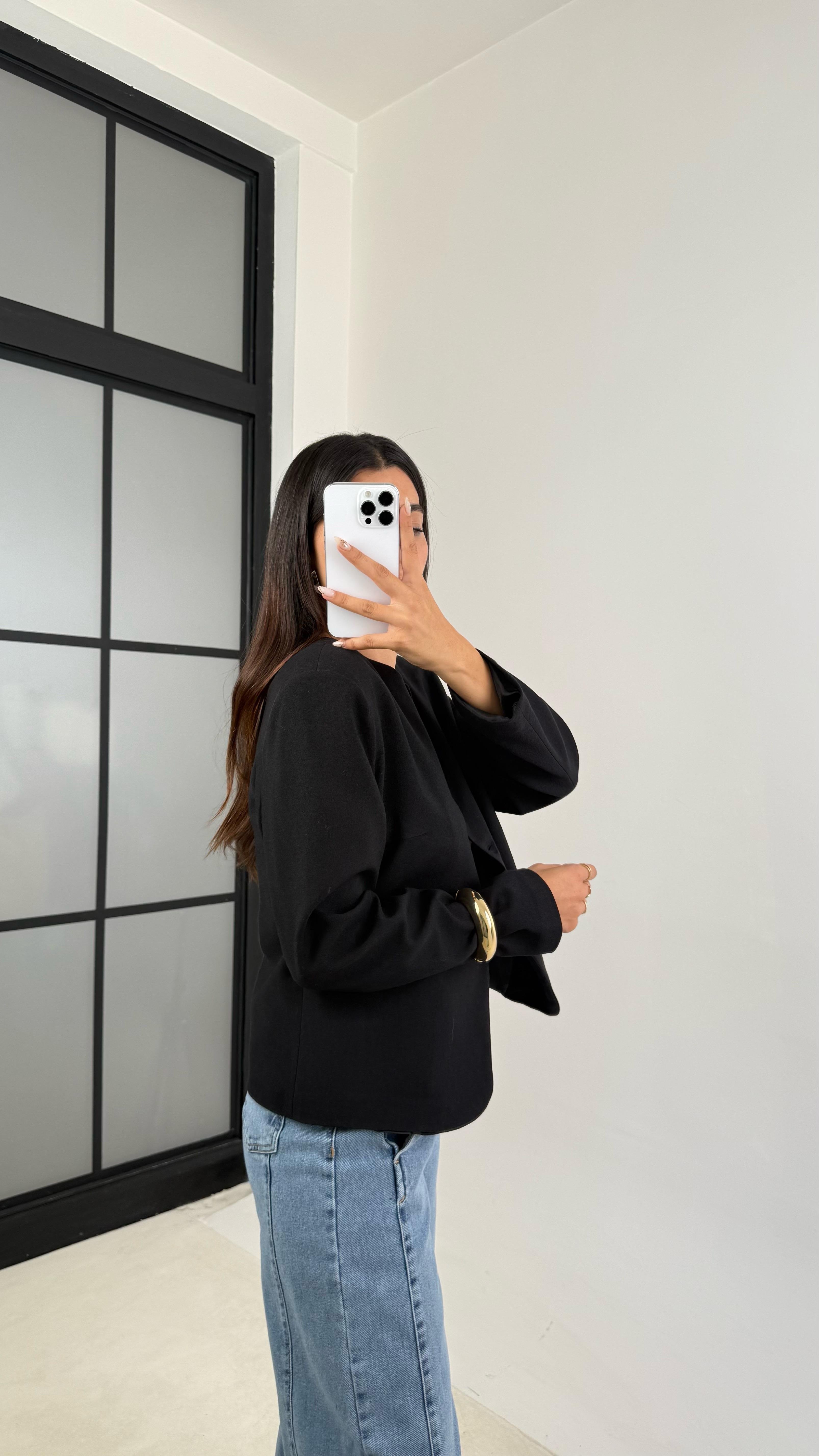 Siyah Astarlı Vatkalı Düğme Detaylı Ceket GAUS-0097GAUS السترات  GAUS-0097