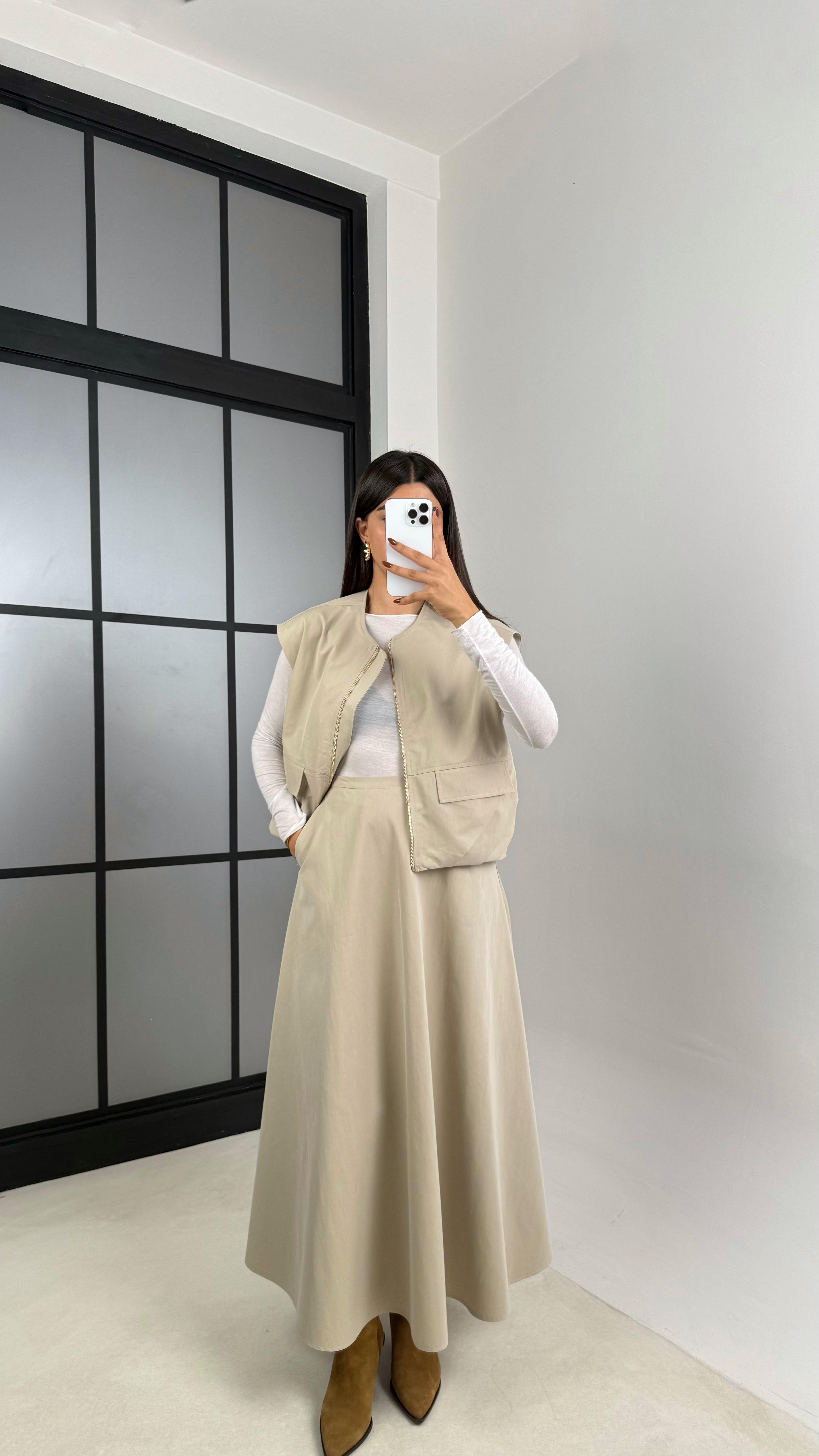 Taş Astarlı Cep Detaylı Yelek Etek İkili Premium Takım GAUS-00181GAUSTAKIMGAUS-00181