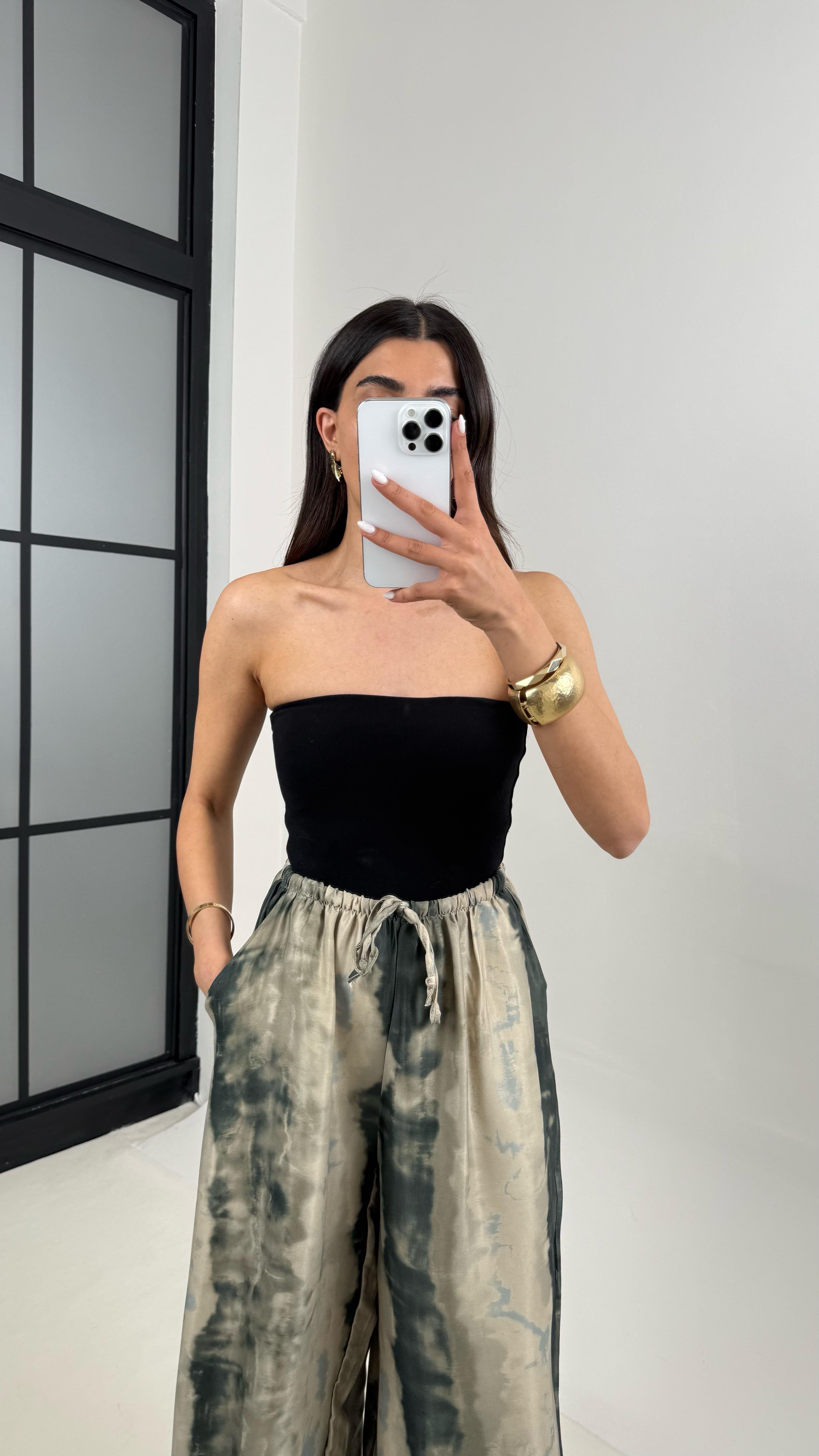 Taş Desenli Tasarım Saten Pantolon Gaus00396GausPANTOLONGU1001928