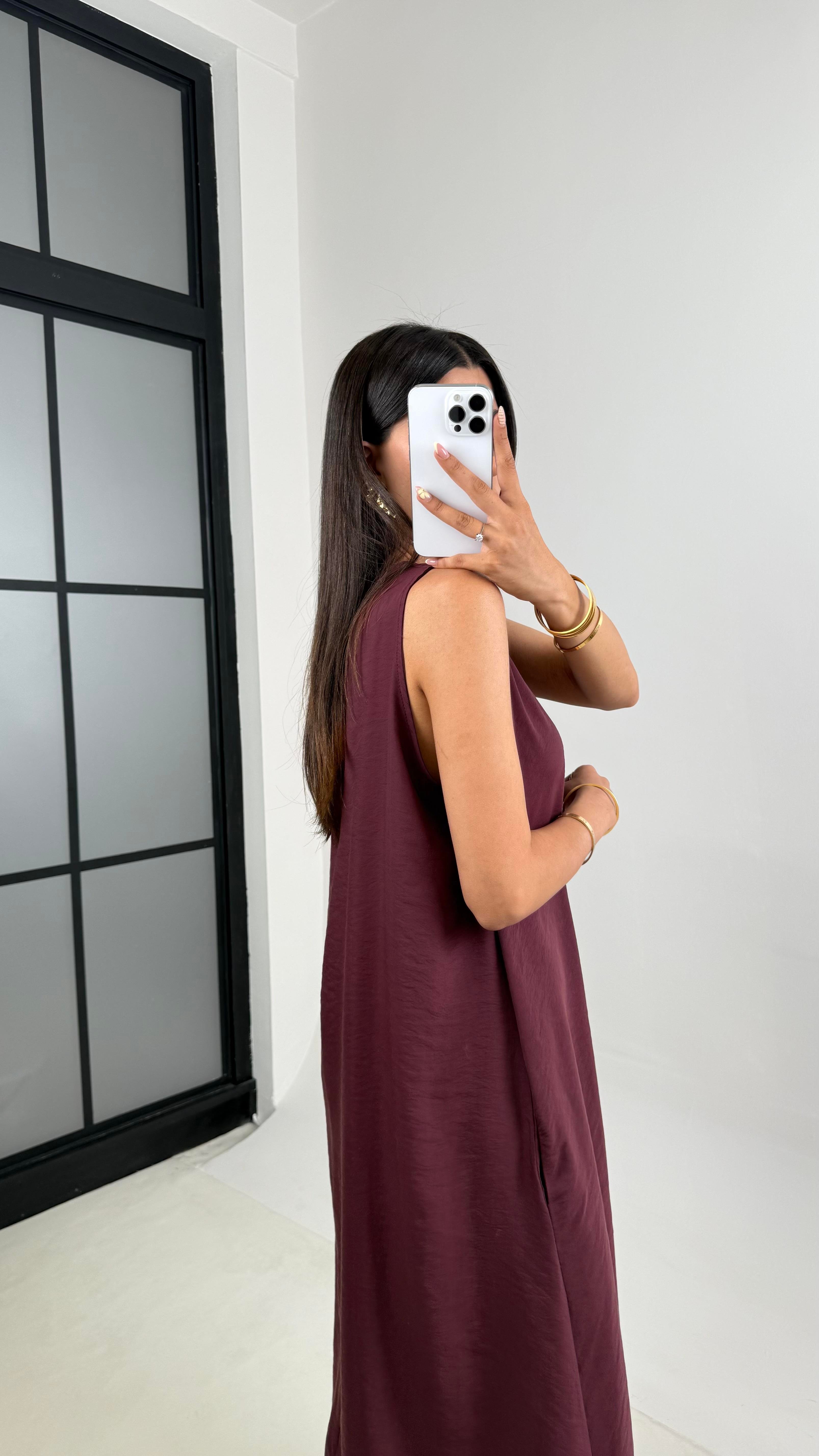 Mürdüm Cepli Premium Basic Tencel Elbise Gaus00661GausELBİSEGU1002529