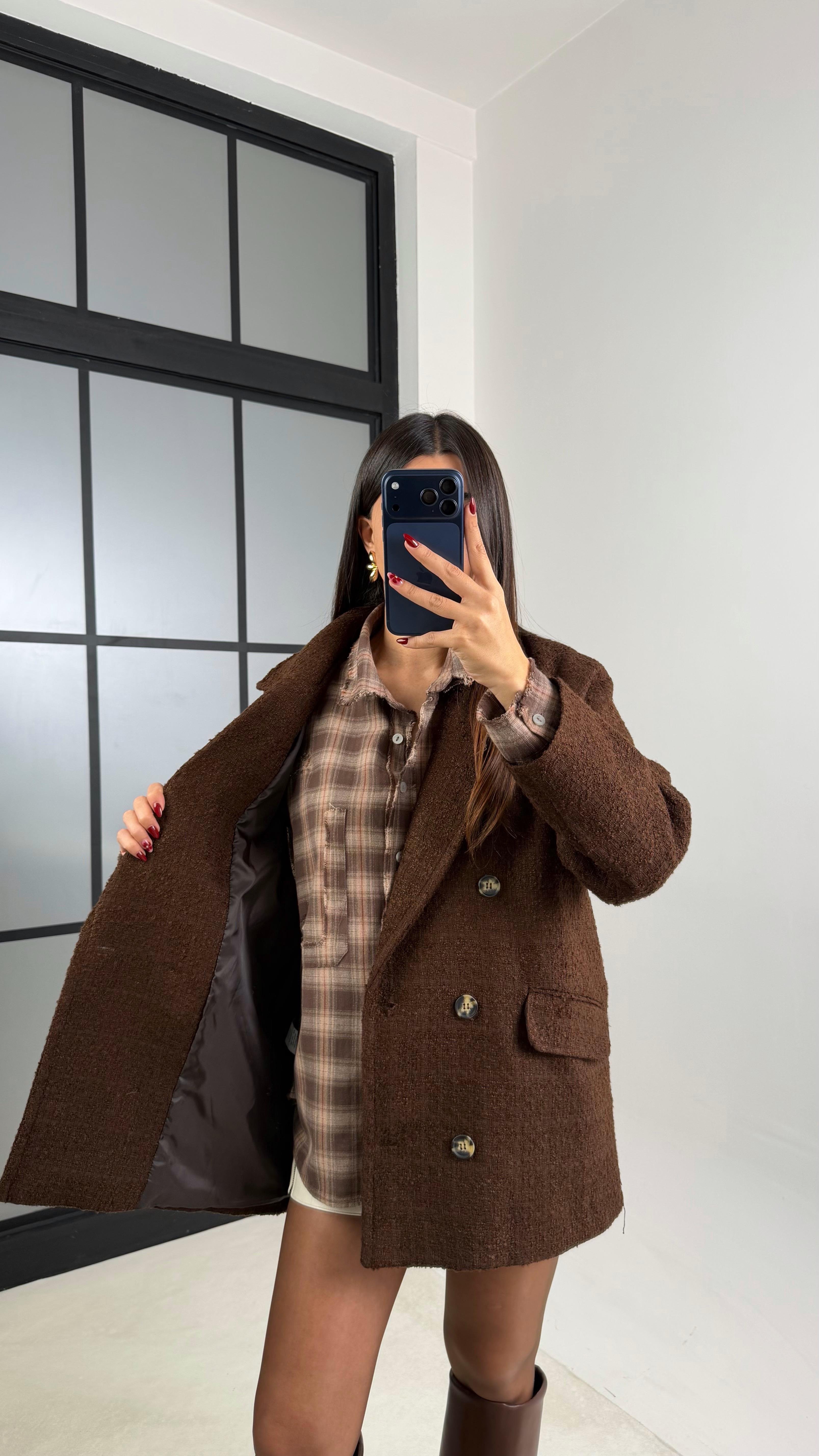 Kahve Astarlı Tüvit Kaban GAUS-00663GAUS المعاطف GAUS-00663