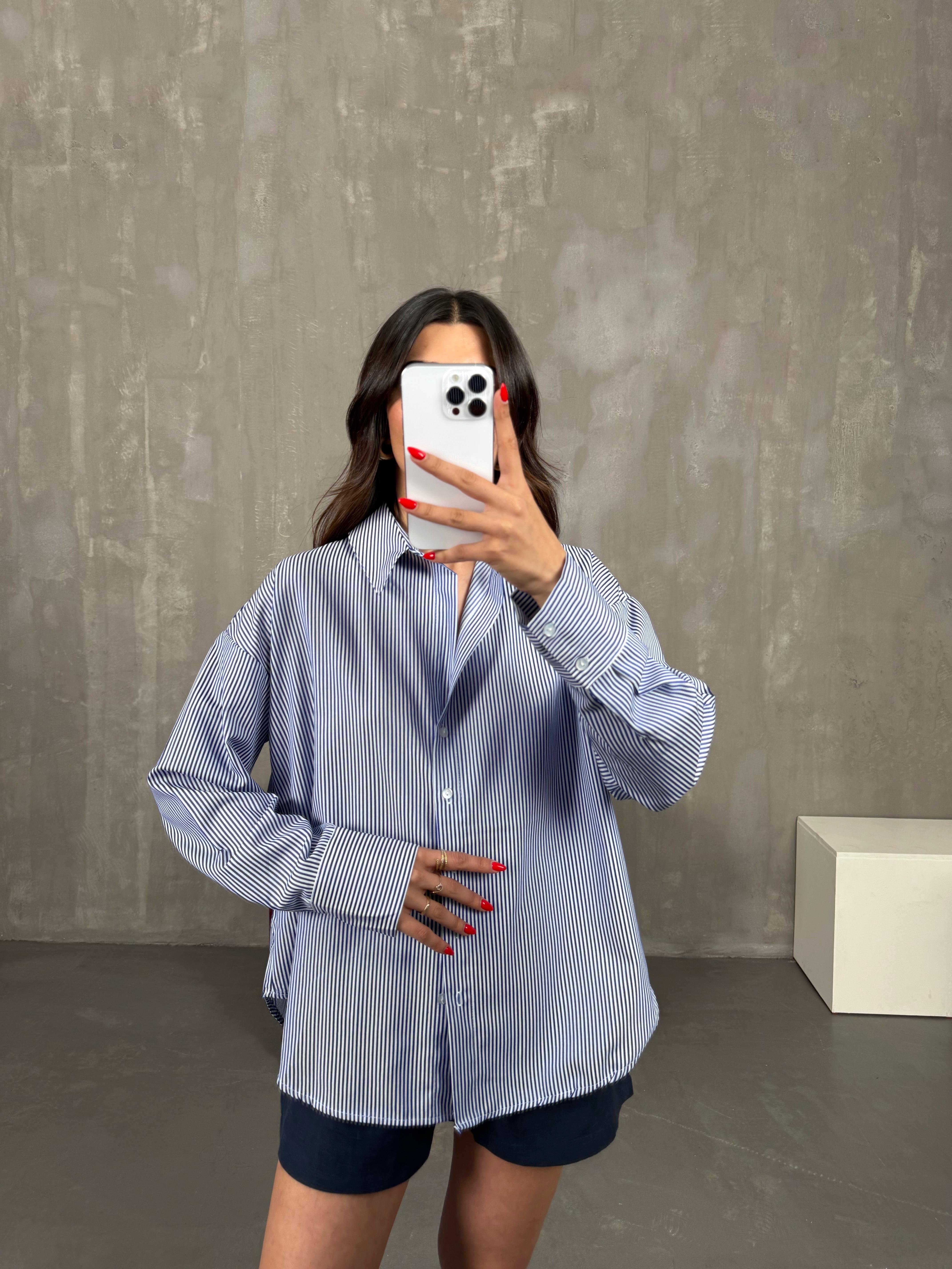 Koyu Mavi Çizgili Gömlek Gaus00202GausGÖMLEKGU1001474