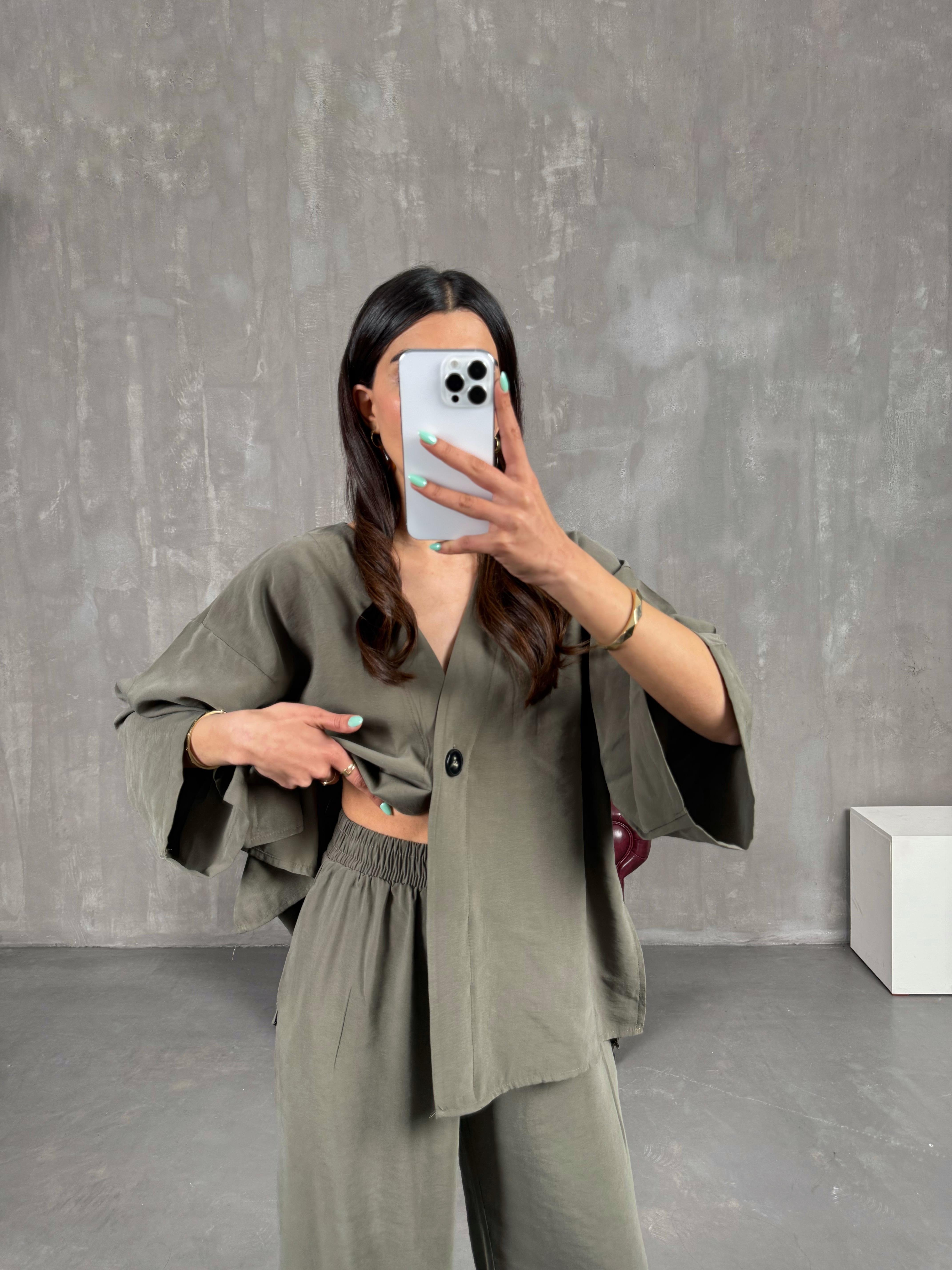 Haki Beli Lastikli Yelekli Tensel Takım Gaus00247GausTAKIMGU1001573