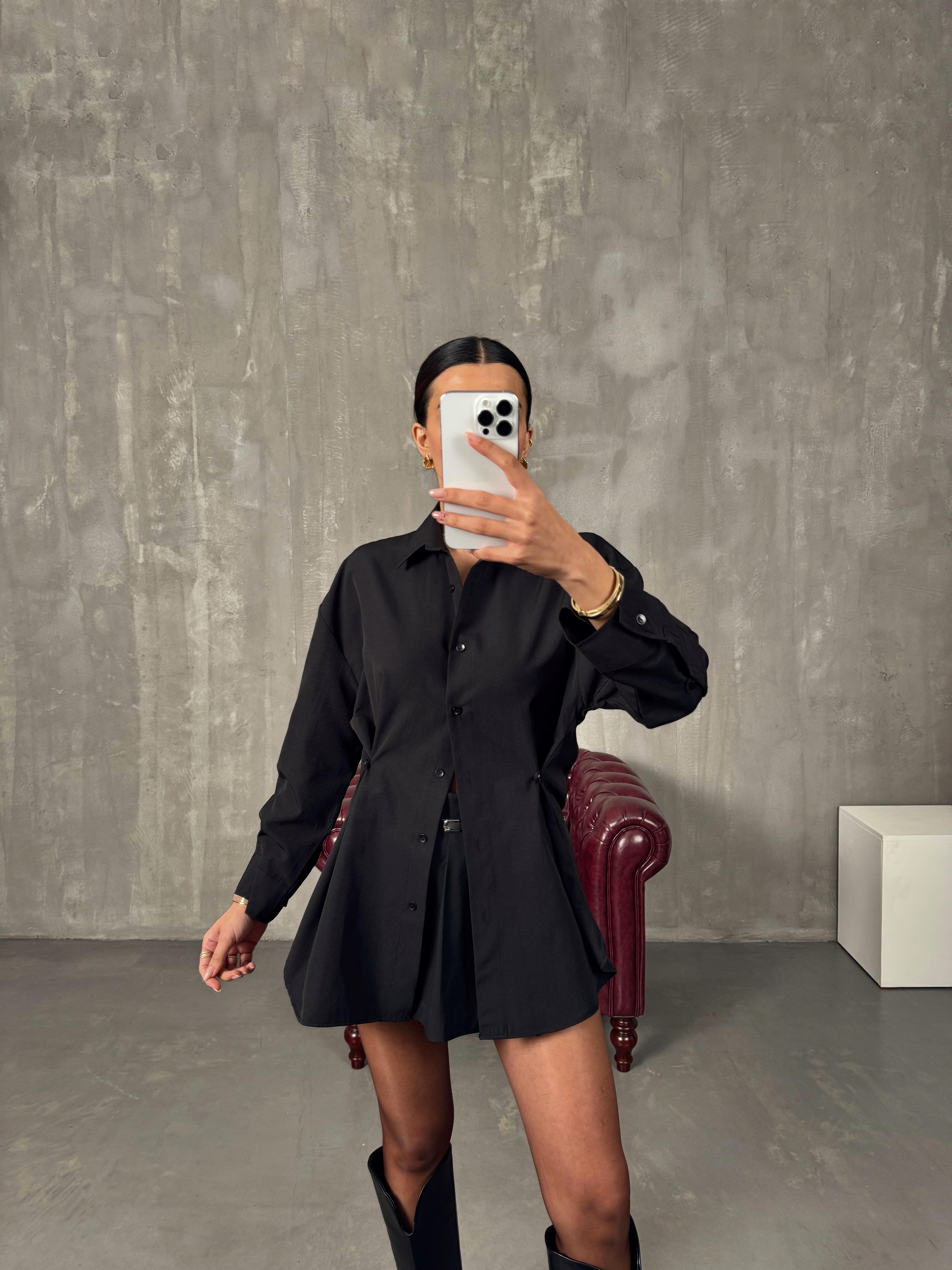 Athen Siyah ZR Model Oversize Tasarım GömlekGausGÖMLEKGU00904212