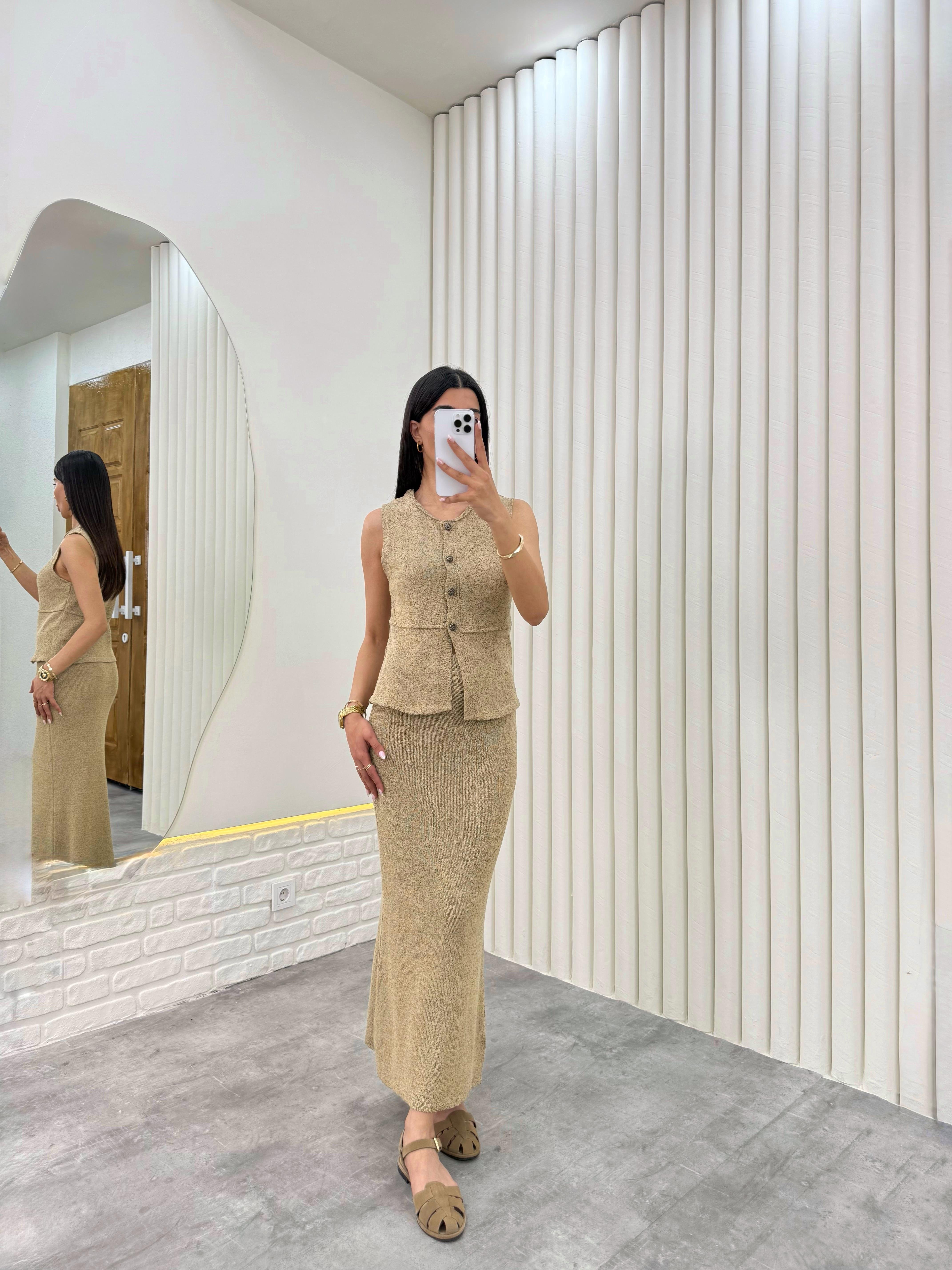 Vizon Yelekli Önü Düğmeli Triko Takım Gaus00323GausTAKIMGU1001750