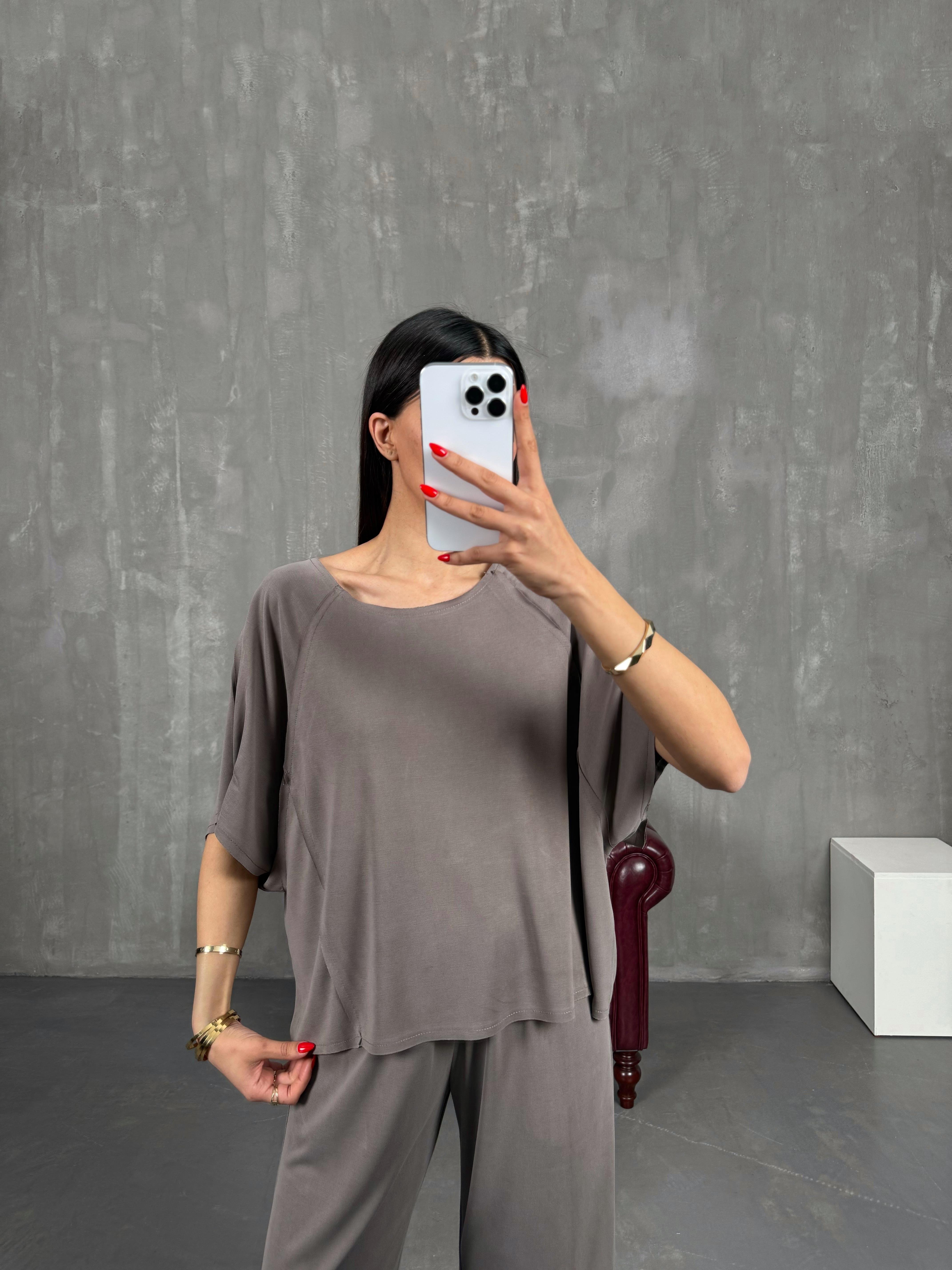 Vizon İnce Modal Kumaş Kısa Kol Muadil Basic Takım Gaus00197GausTAKIMGU1001465