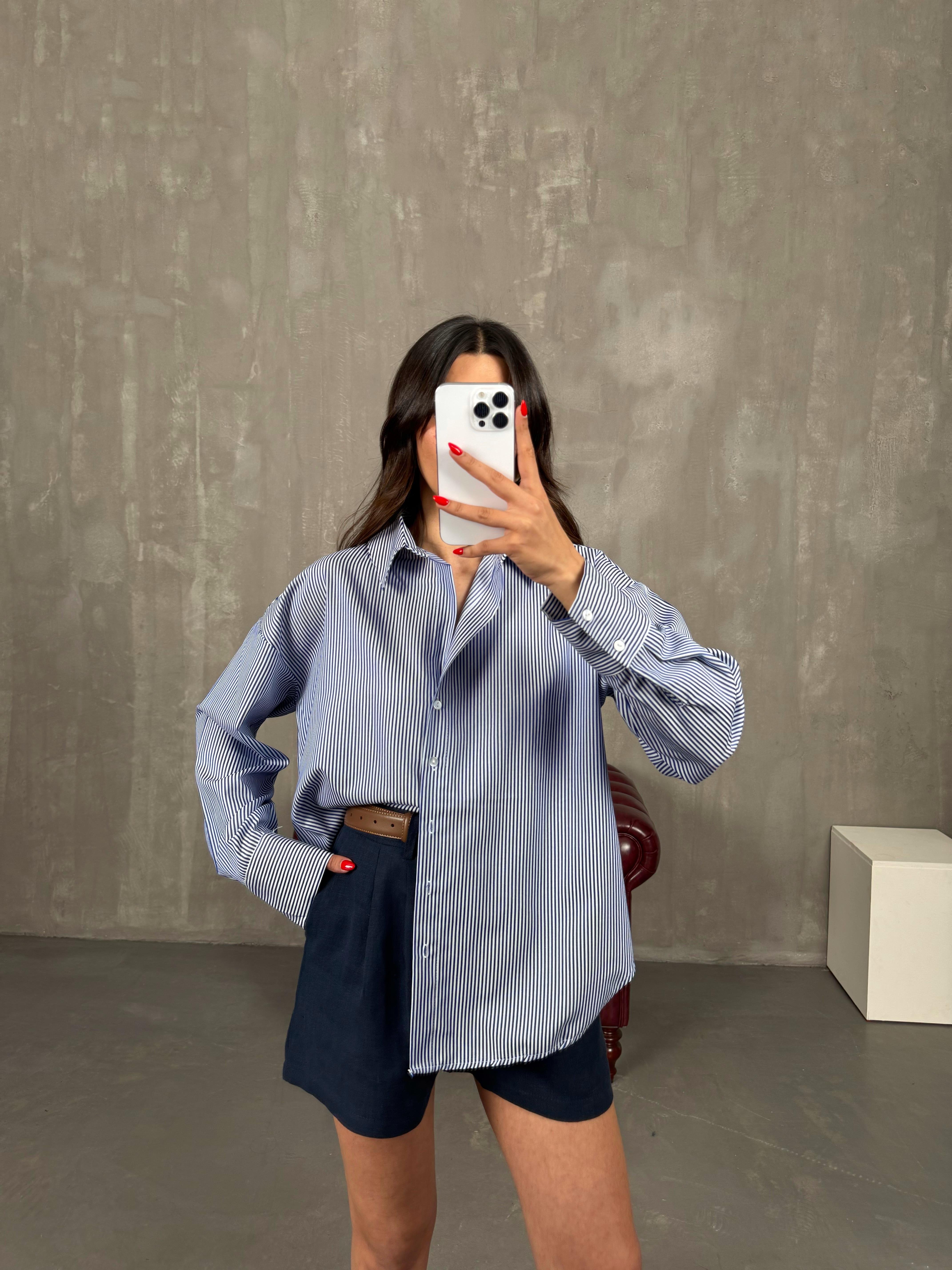 Koyu Mavi Çizgili Gömlek Gaus00202GausGÖMLEKGU1001474