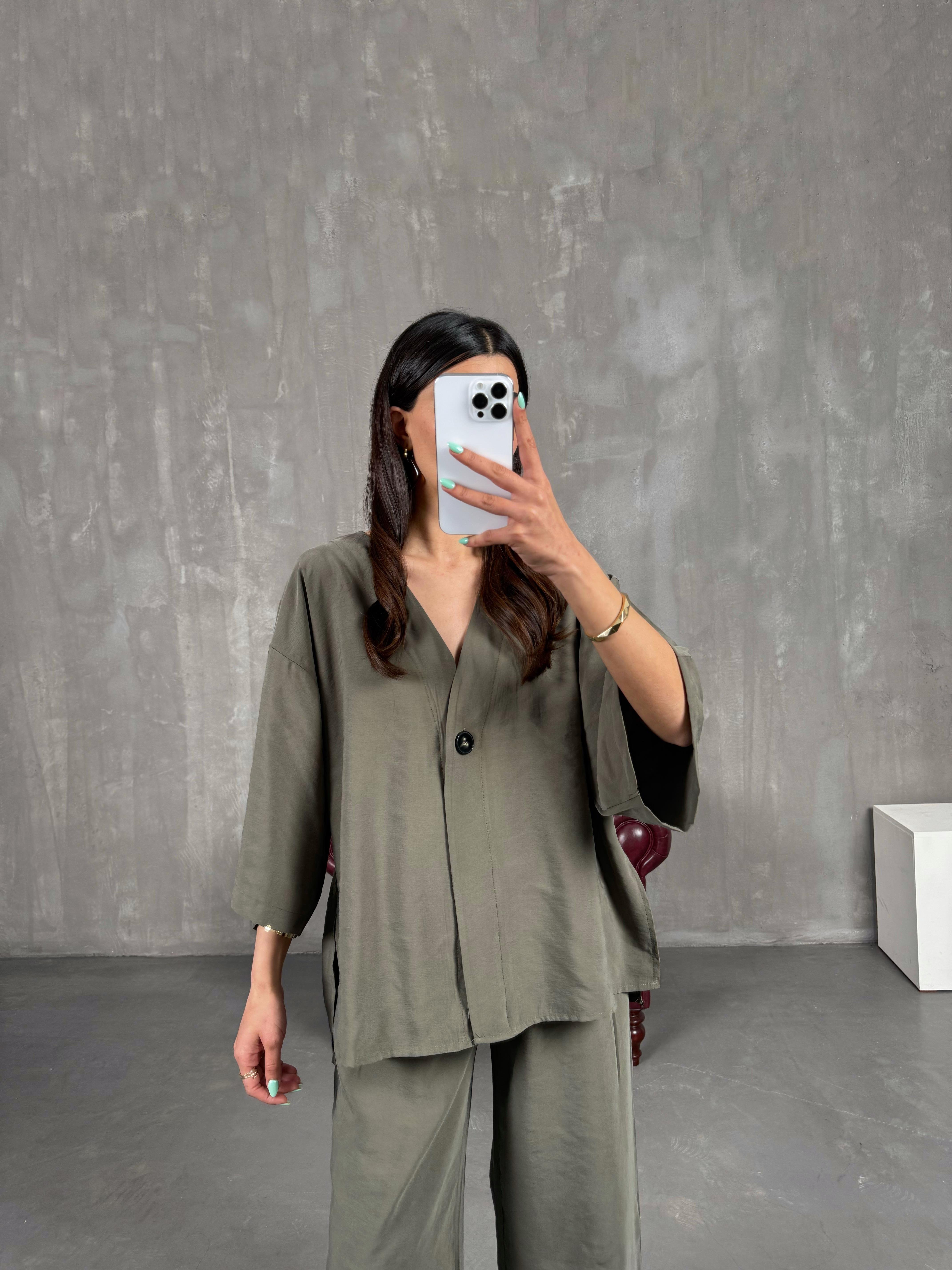 Haki Beli Lastikli Yelekli Tensel Takım Gaus00247GausTAKIMGU1001573